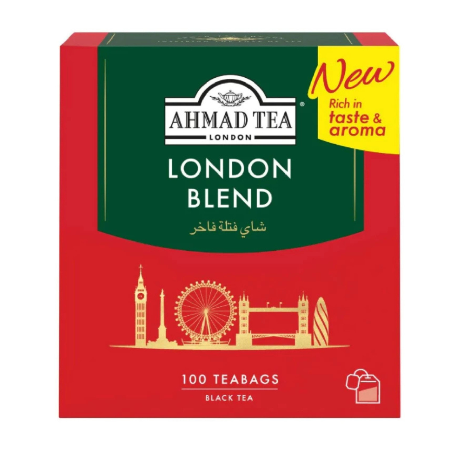 Ahmad Tea London Blend Black Tea – 100 Tagged Teabags Premium Full-Bodied Flavor