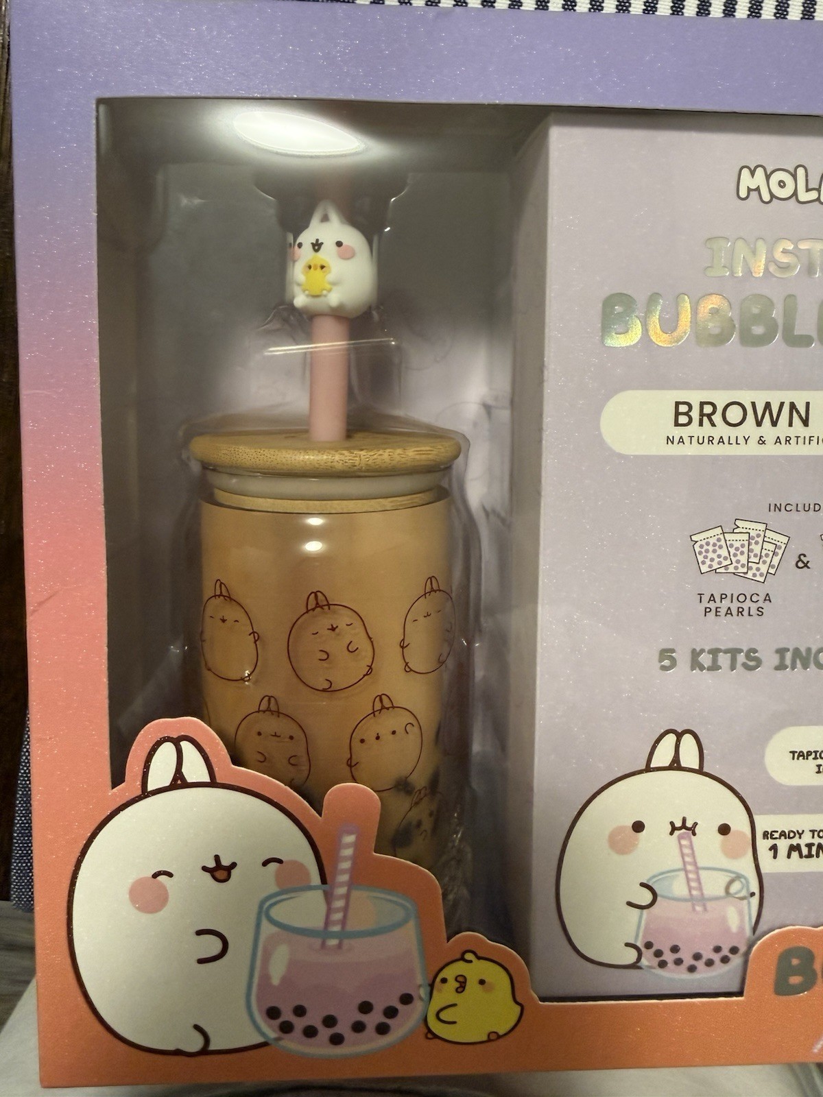 Molang All-In-One Bubble Tea Kit Brown Sugar 6 Milk Tea 6 Tapioca 2 Glasses
