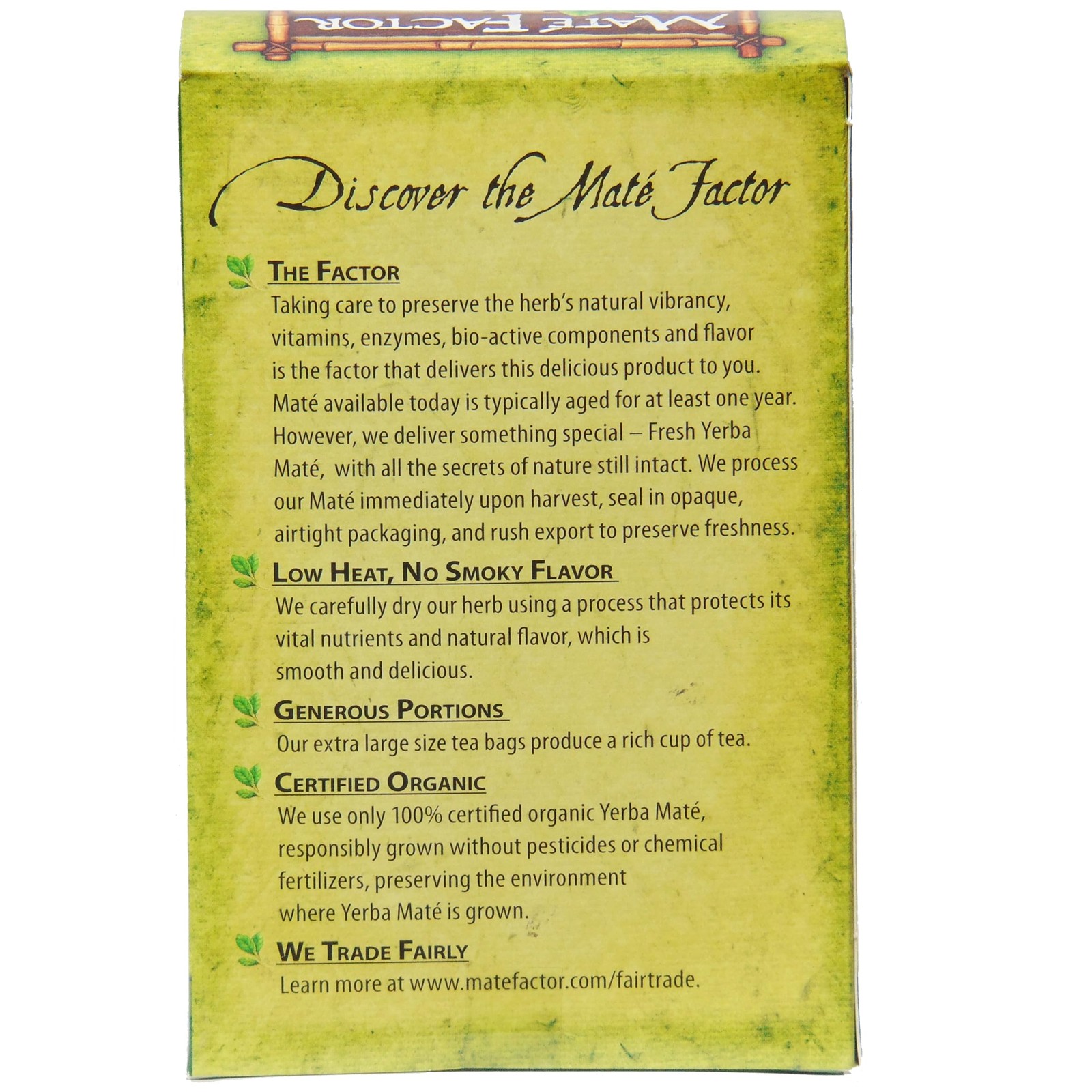 The Mate Factor Yerba Mate Energizing Herb Tea Bag, Organic Fresh Green, 24-C…