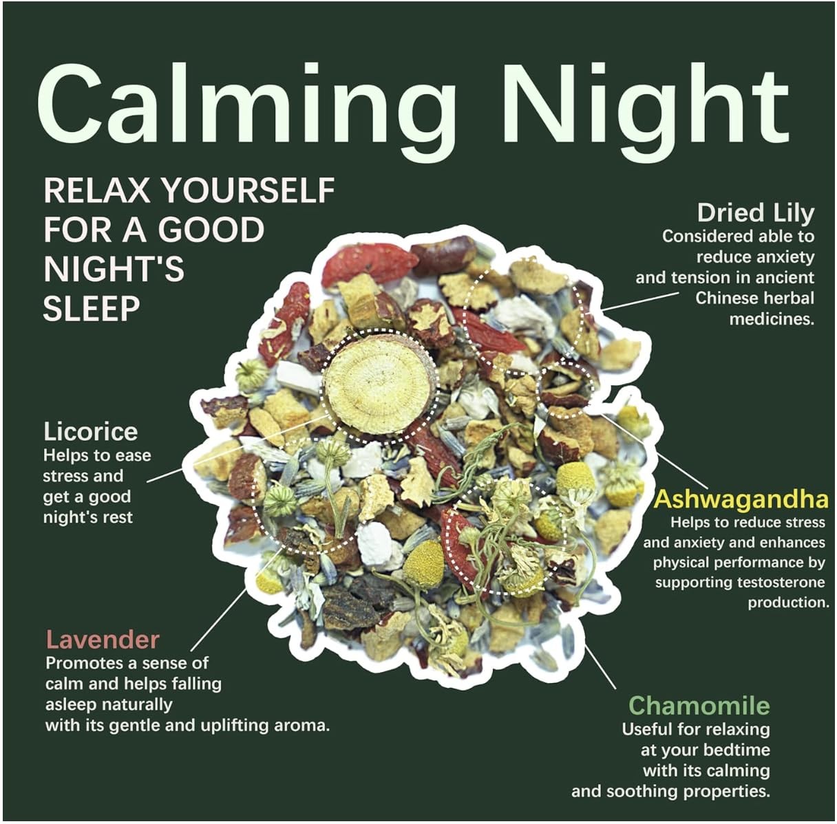 15 Night Calming Time Tea Bags, Sleep Tea for Bedtime Extra Strength with Organi