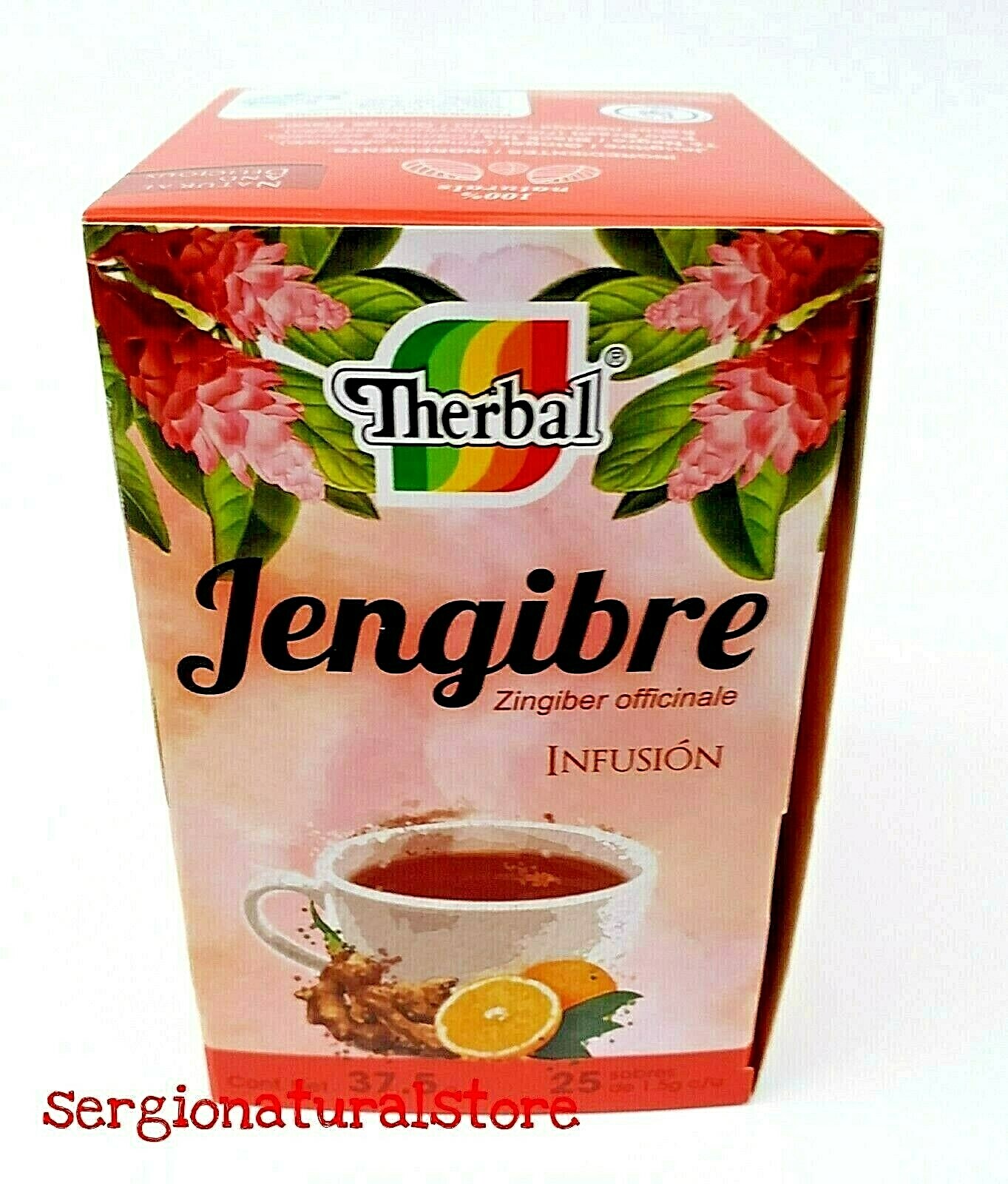 Ginger Tea / Te de Jengibre Therbal Brand 25 bags with Black Tea & Palo Brasil