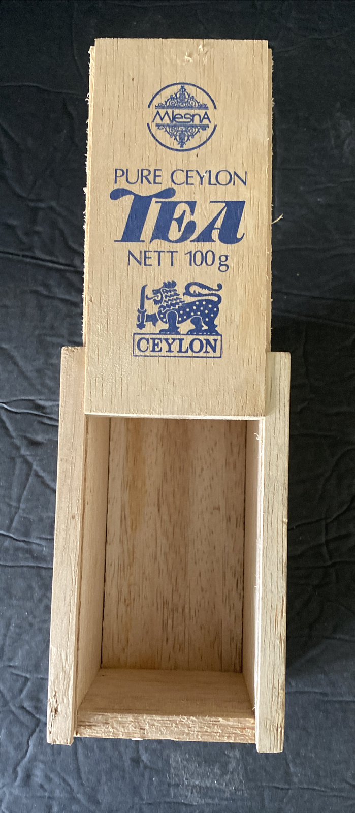 Mint Tea Mlesna Pure Ceylon Tea Wooden Box 100g Empty Box Vintage Collectible