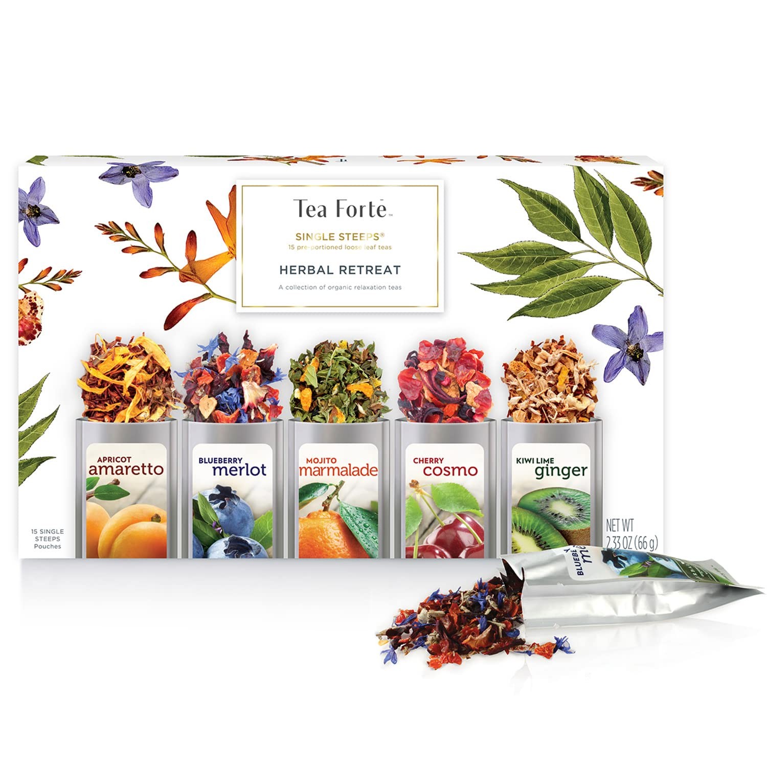 Single Steeps Loose Leaf Tea Sampler, Assorted Variety Tea Box, 15 Single Ser…