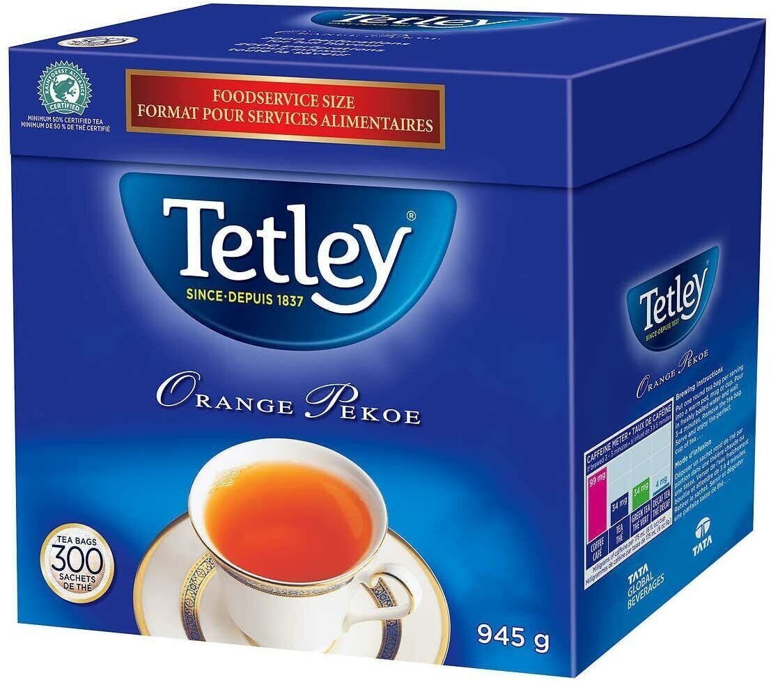 4 BOXES, Tetley CANADA Orange Pekoe Tea 300pk PER BOX, EXP: 2025DEC FAST SHIP