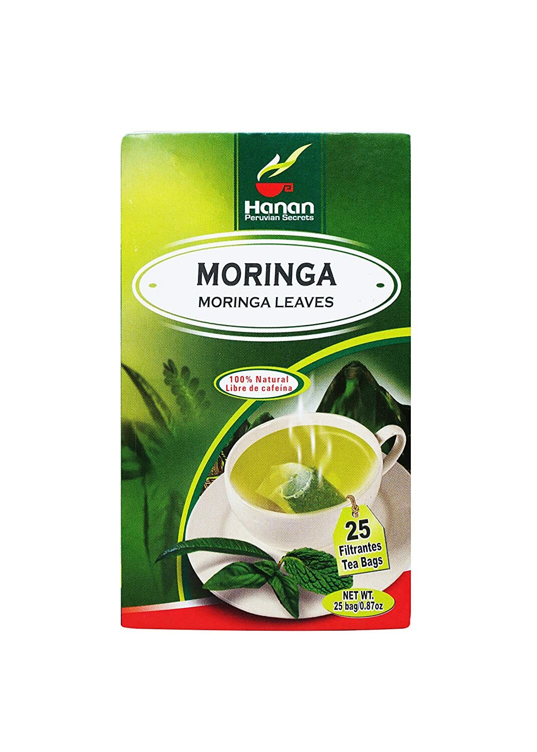 Hanan Peruvian Secrets Moringa Herbal Tea | 100% Natural Moringa Leaves | 25 Tea