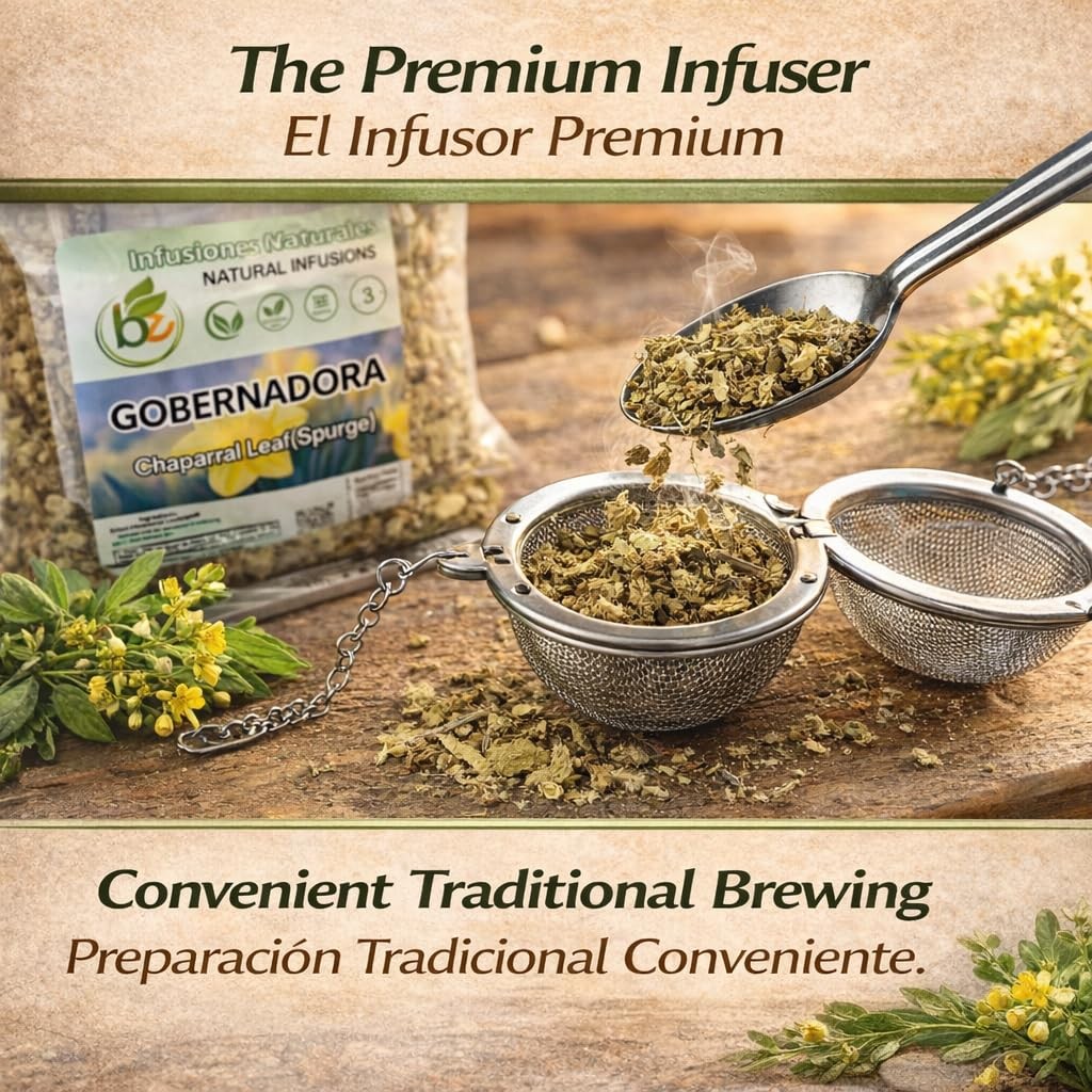 Gobernadora Tea Chaparral Leaf 4 oz with Stainless Steel Tea Infuser – 100% N…