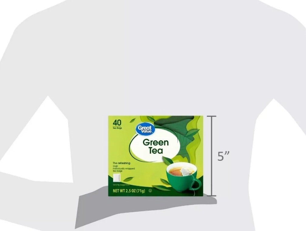 40 ct Green Tea Bags, Great Value, 2.5 oz