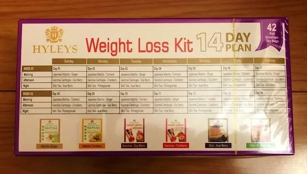 Hyleys 14 Day Weight Loss Kit Plan (Matcha/Slim/Garcinia) 6 Flavors 42 Tea Bags