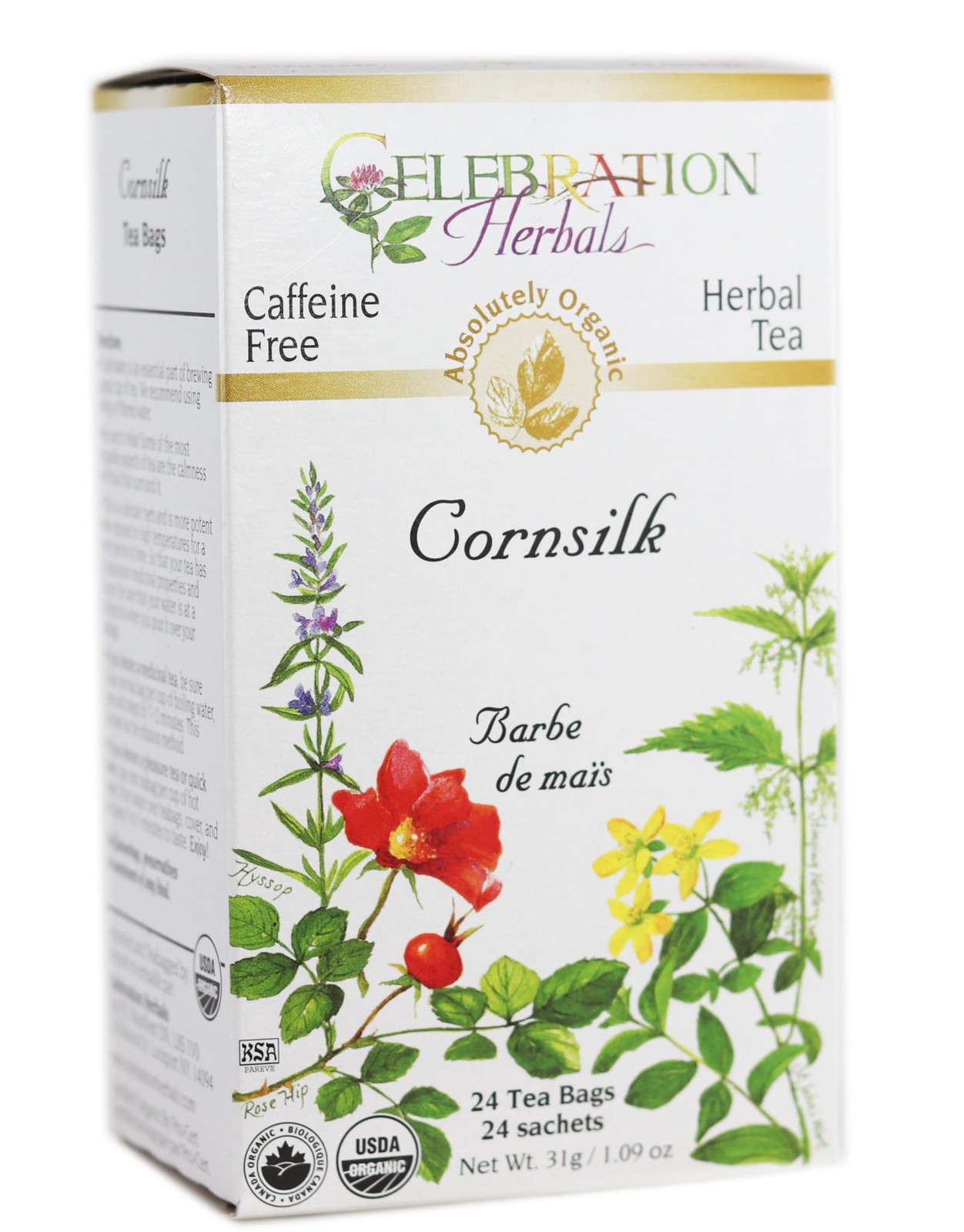Celebration Herbals Organic Cornsilk Tea Caffeine 24 Count (Pack of 1), Green