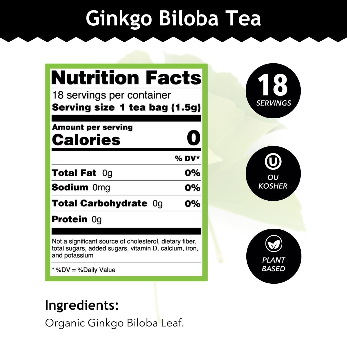 Buddha Teas – Ginkgo Biloba – Organic 18 Count (Pack of 1), Tea