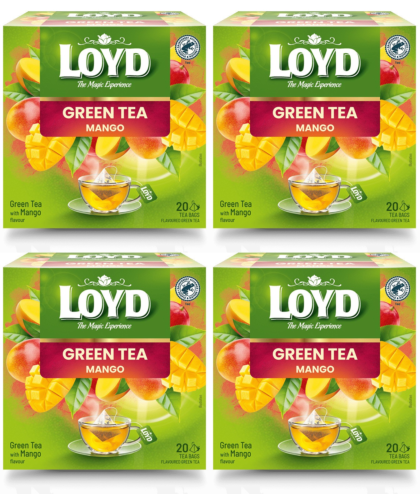 4 LOYD MANGO Flavor Green Tea Boxes 30g 1.05oz