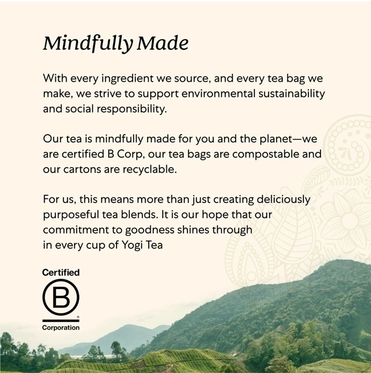 Yogi Tea Mandarin Mint Mindfulness Herbal Supplement Calm Clarity Organic Orange