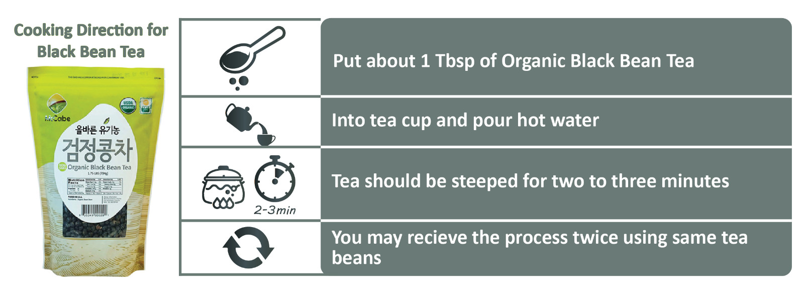 McCabe ORGANIC Black Bean Tea, 1.75-Pound, USDA Organic, Roasted & Packed in USA