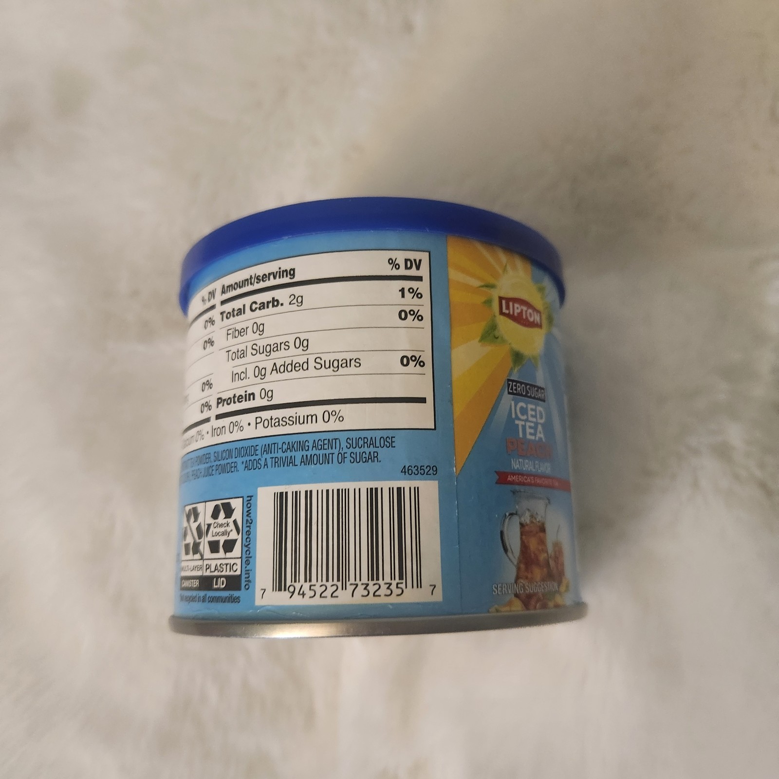 3 X Lipton ZERO SUGAR Iced Tea Mix PEACH 2.9 oz Makes 10 Quarts 82g