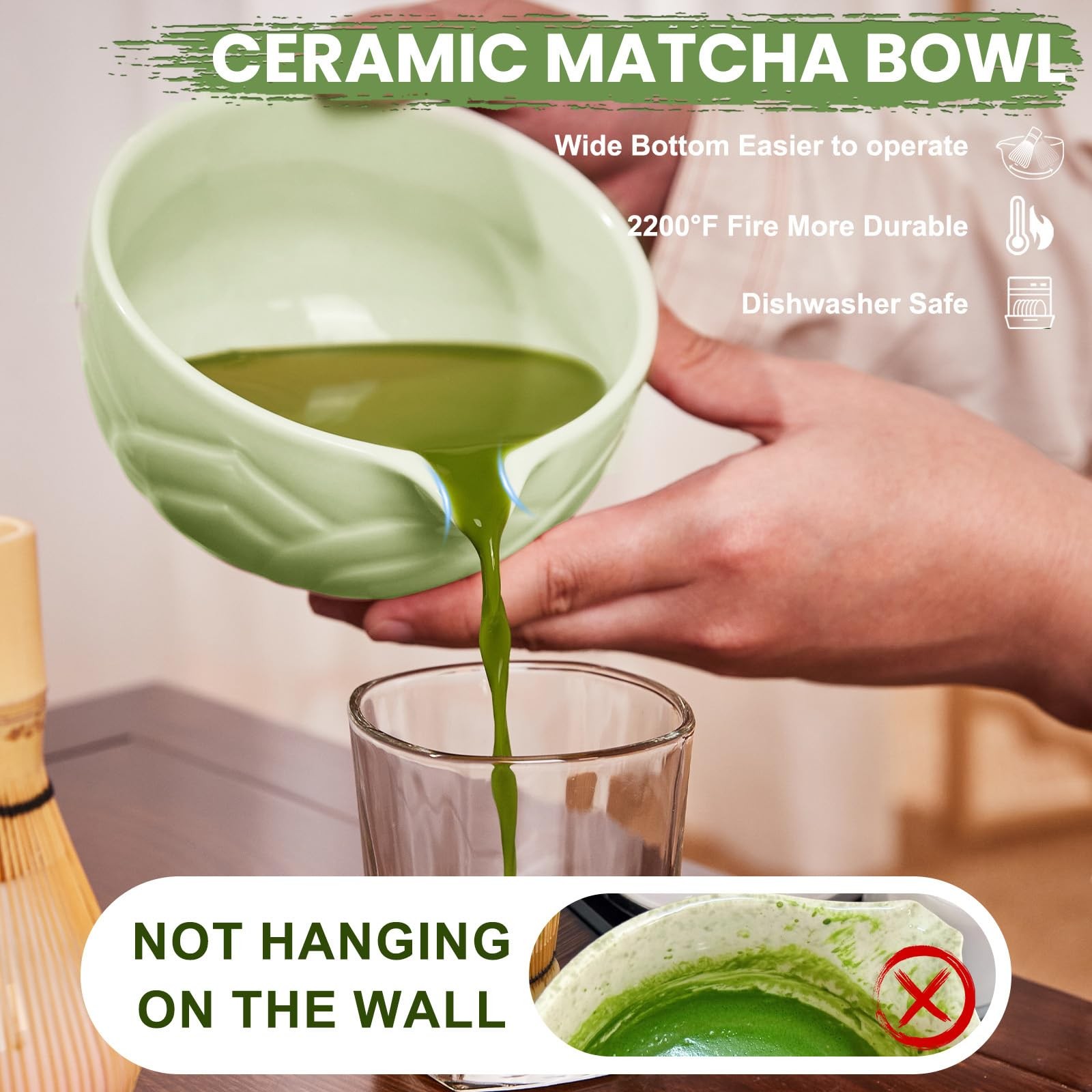 Matcha Whisk Set 6 Pcs – Includes Bowl, Whisk, Sifter, Scoop & Spoon for Tea