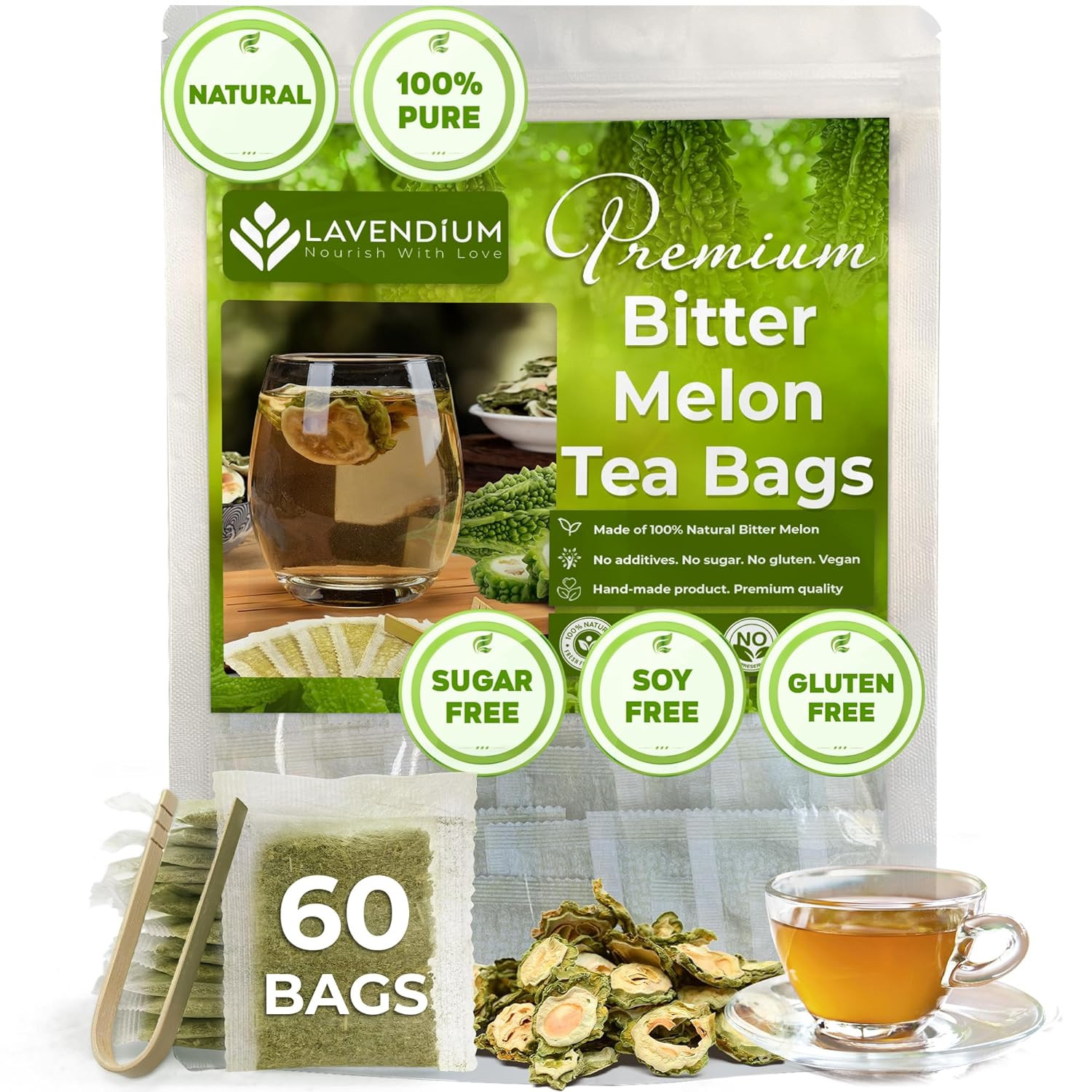 60 Bitter Melon Tea Bags, 100% Natural & Pure Bitter Melon. Bitter Melon Herb…