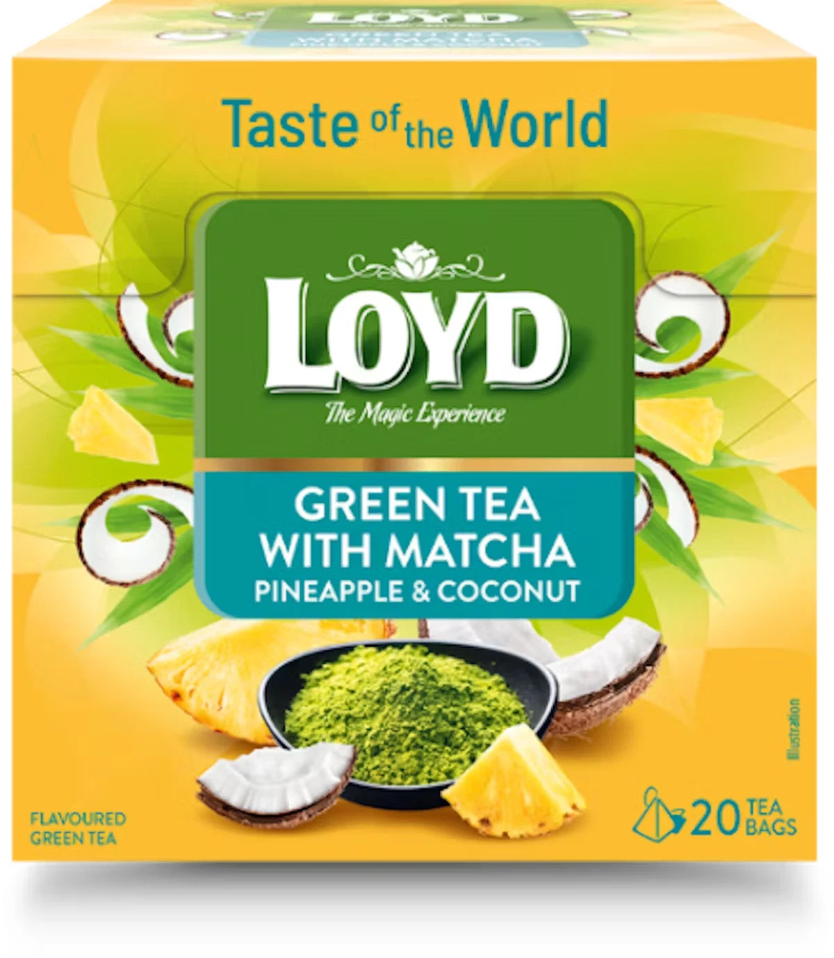 LOYD Green Tea with Matcha Pineapple & Coconut Exotic Blend 20 Tea Bags (4 Pack)