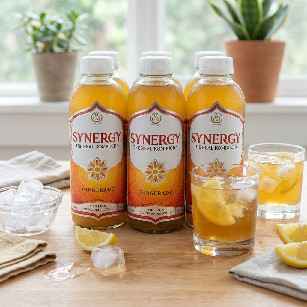 Synergy The Real Kombucha Gingerade 16oz 6 Pack Fermented Tea Beverage