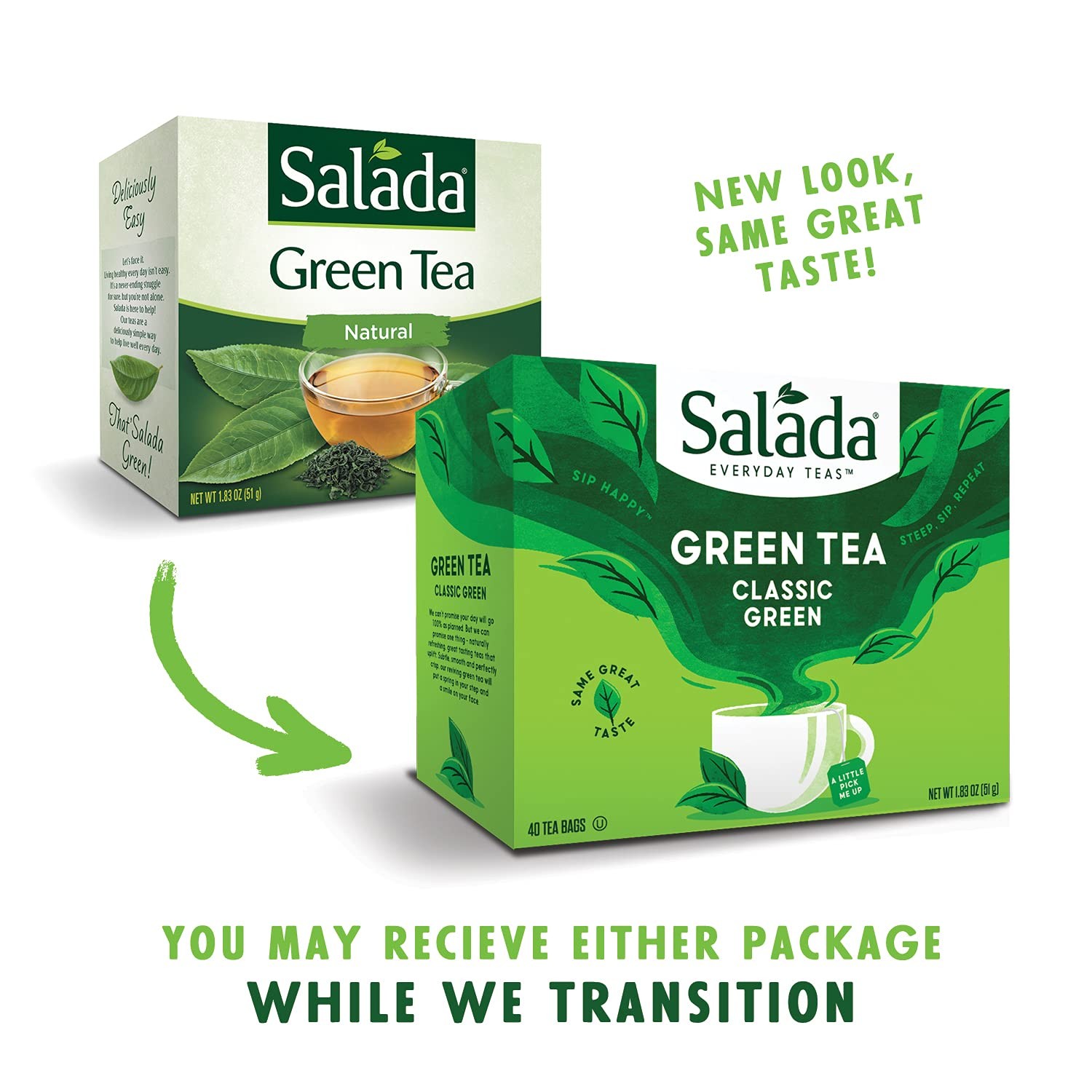 Salada Green Tea with 40 Individually Wrapped Bags Contains Caffeine…
