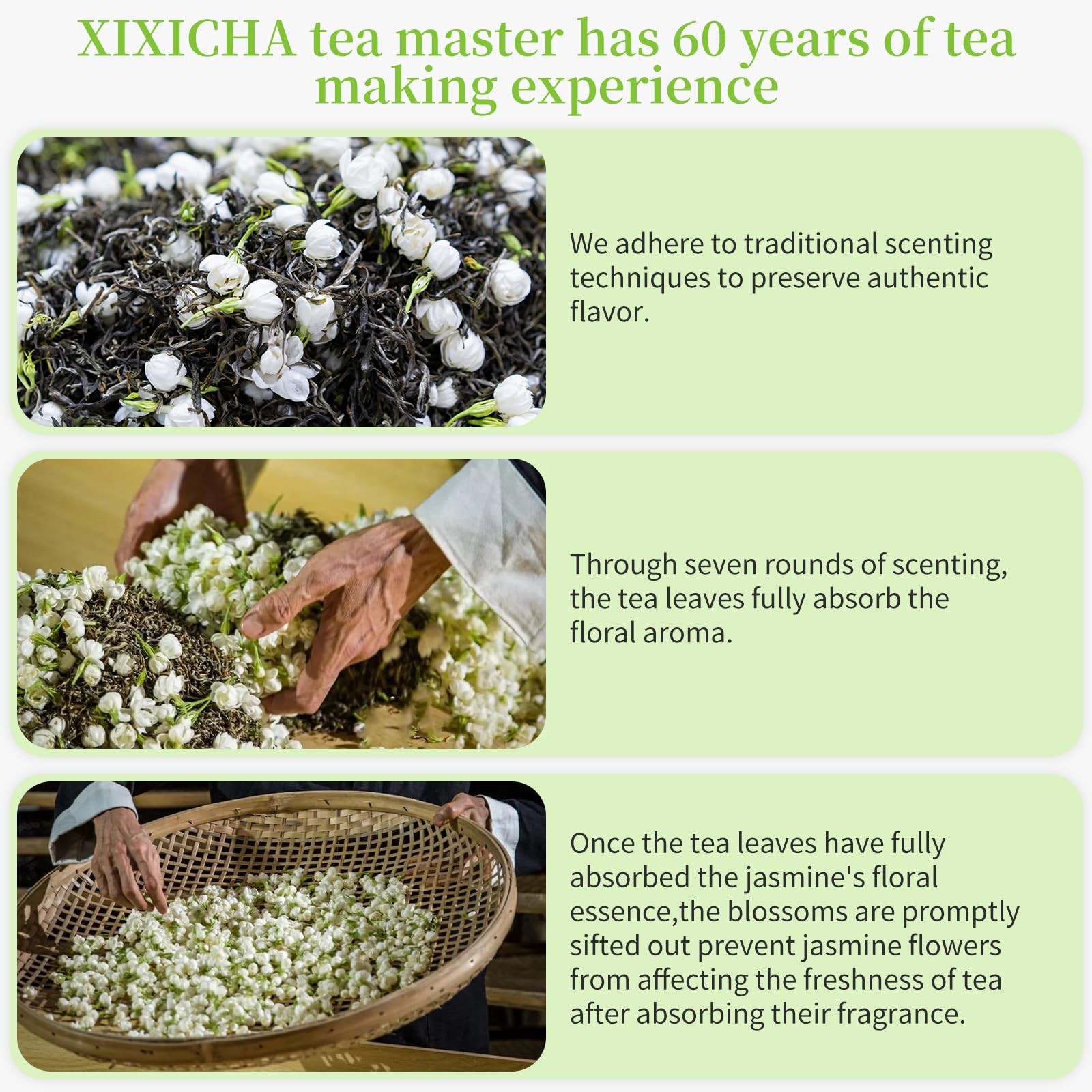 XIXICHA Jasmine Tea New Chinese Jasmine Green Tea Loose Leaf Chinese Tea Natu…