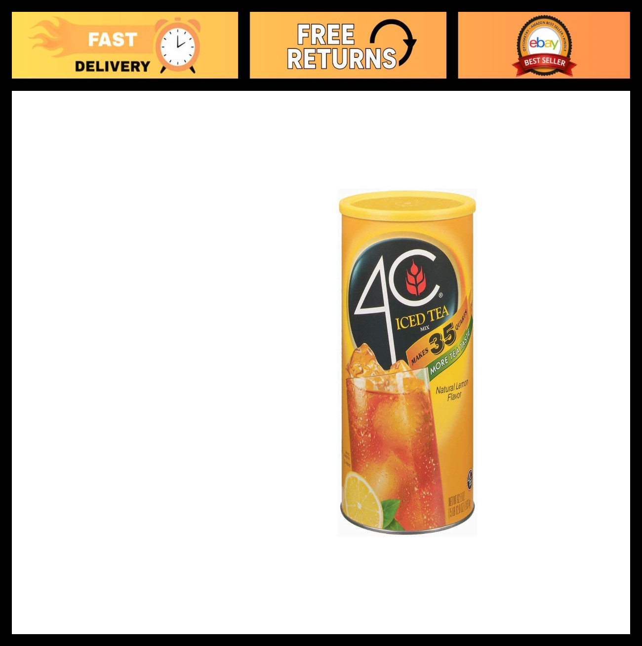 Lemon Iced Tea Mix – 92.8 oz Canister – Refreshing Beverage Powder for Summer