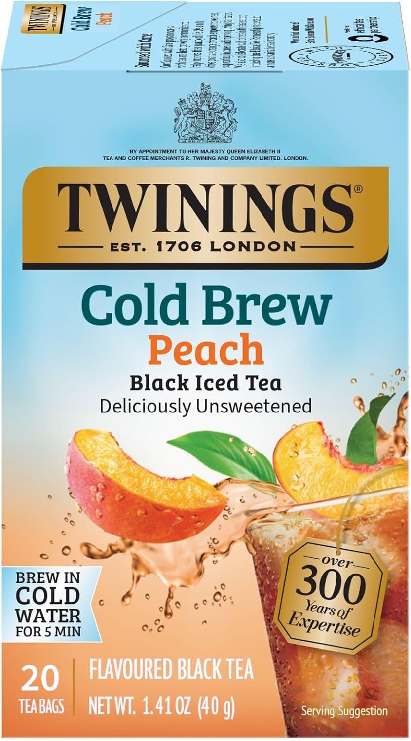 Peach Cold Brew Iced Tea Bags, 20 Count (Pack of 1), Unsweetened Flavoured