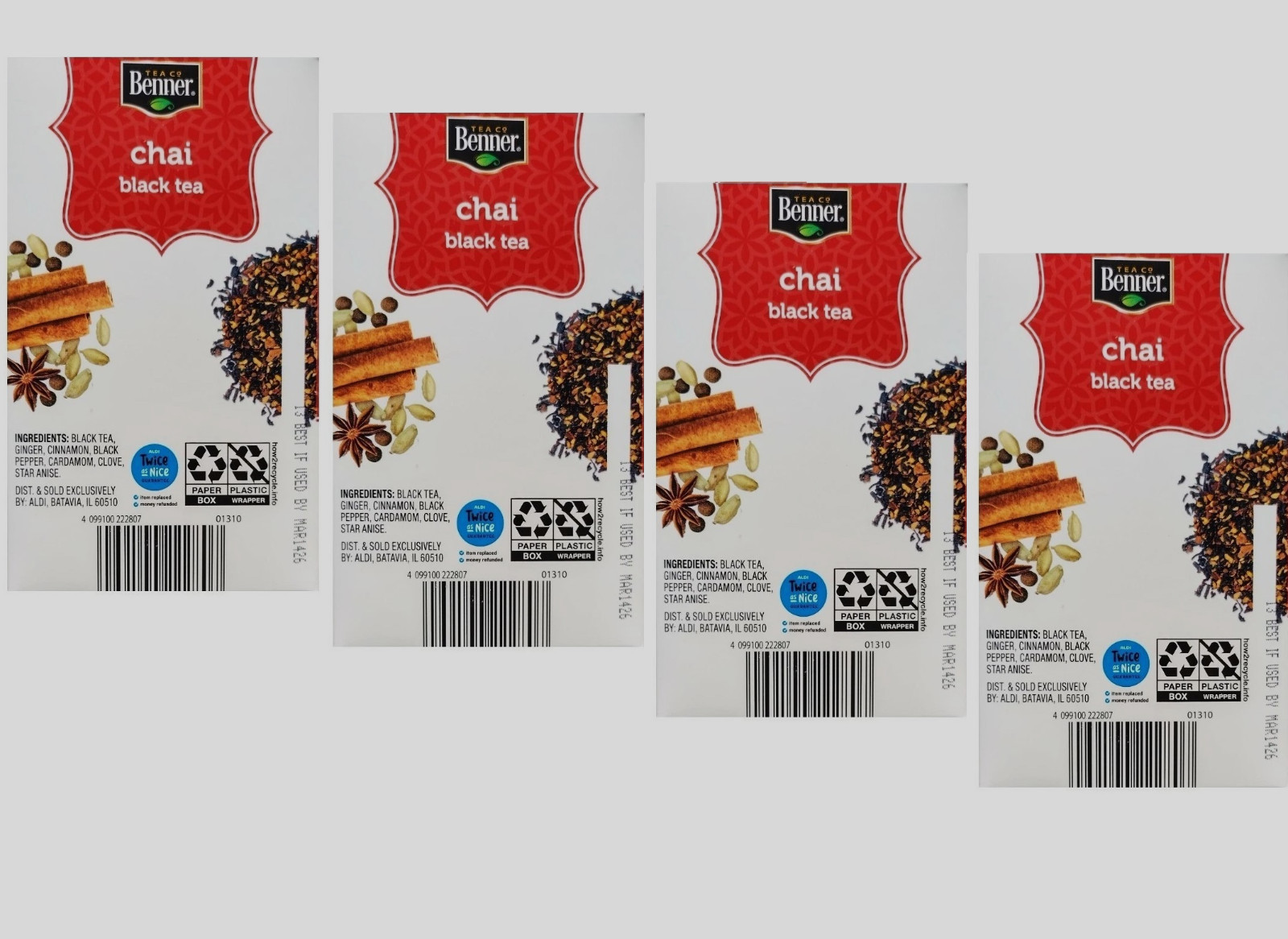 Benner Chai Black Tea, 20 Tea Bags (Pack of 4)