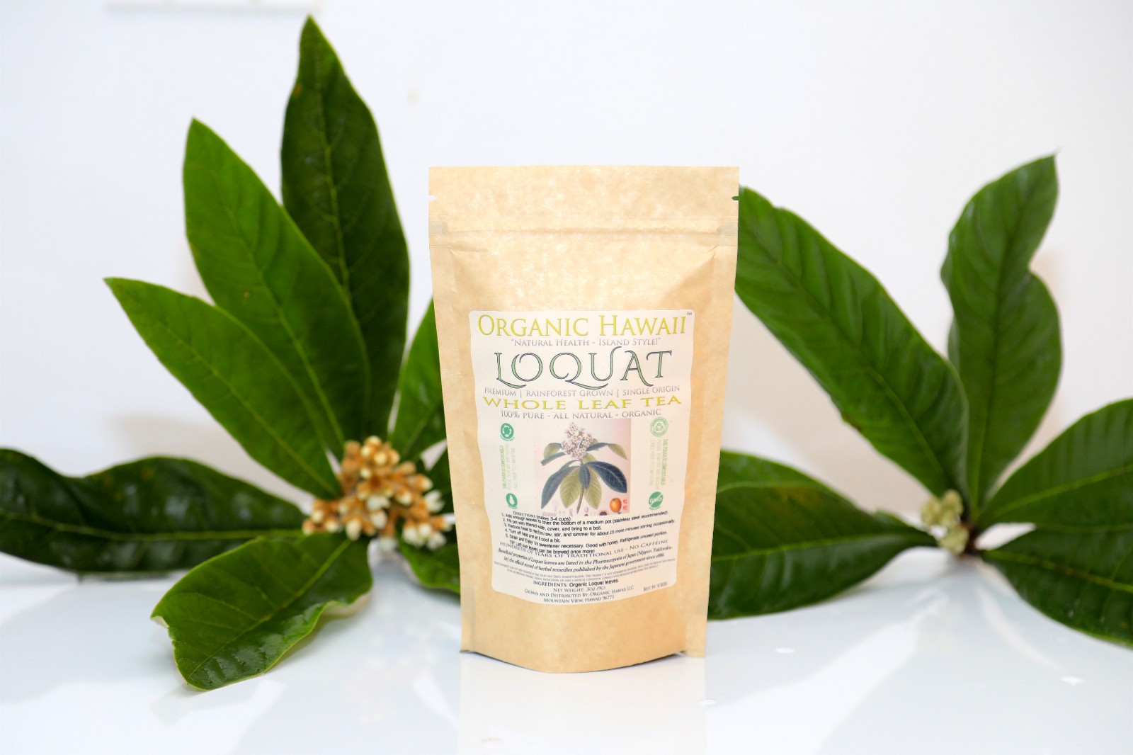 Organic Hawaii LOQUAT Whole Leaves for Tea FRESHLY DRIED Resealable Bag 9g /.3oz