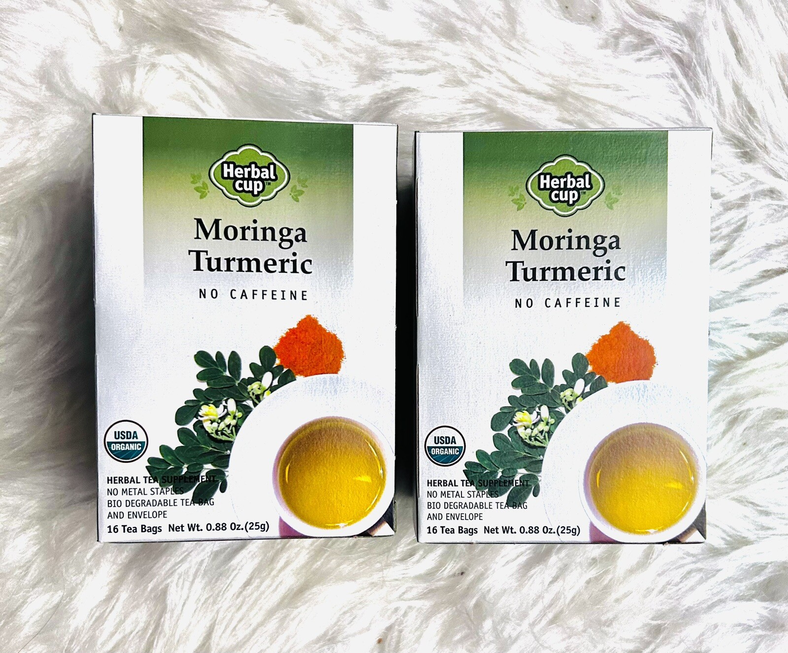Moringa Turmeric Herbal Cup No Caffeine 2 Boxes 32 Tea Bags United States