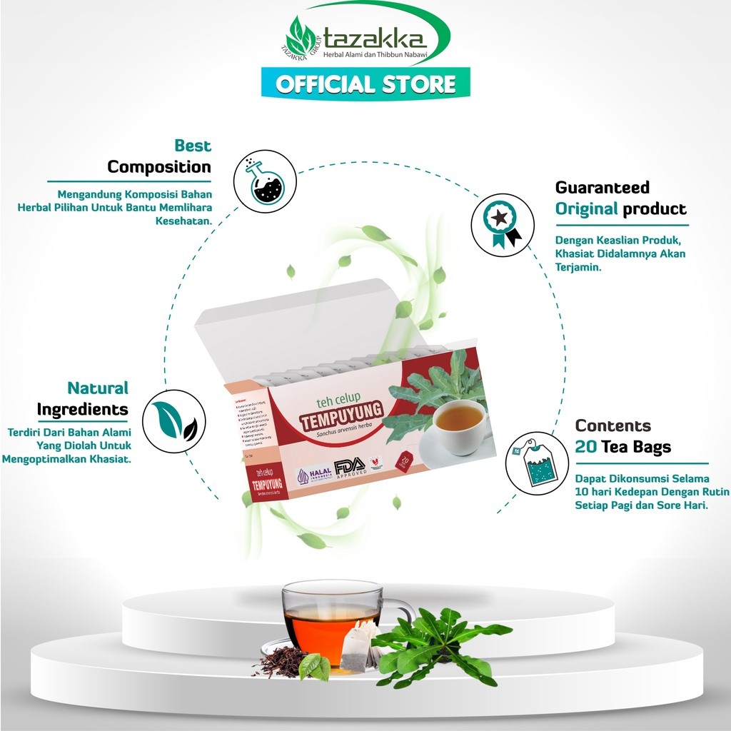 3x Tempuyung Leaf Herbal Tea Bags 40g Bundle 3×20 Sachets 120g Aroma Ritual