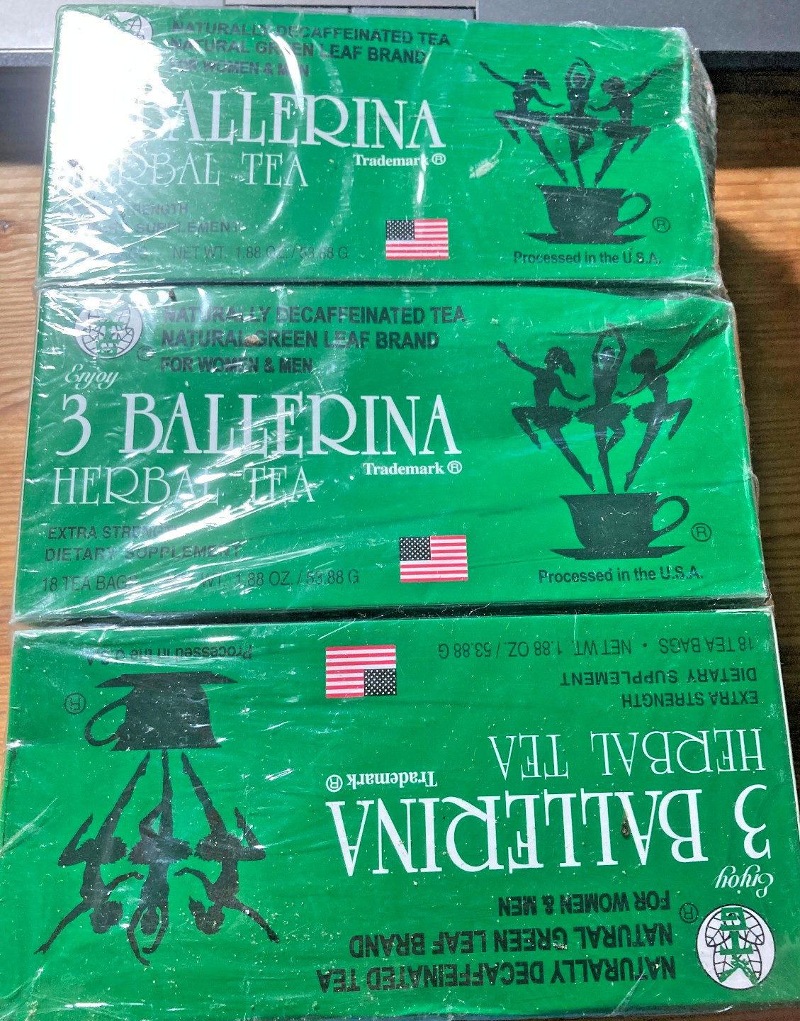 3 BOXES 3 BALLERINA TEA EXTRA STRENGTH Herbal Caffein-free Processed in USA