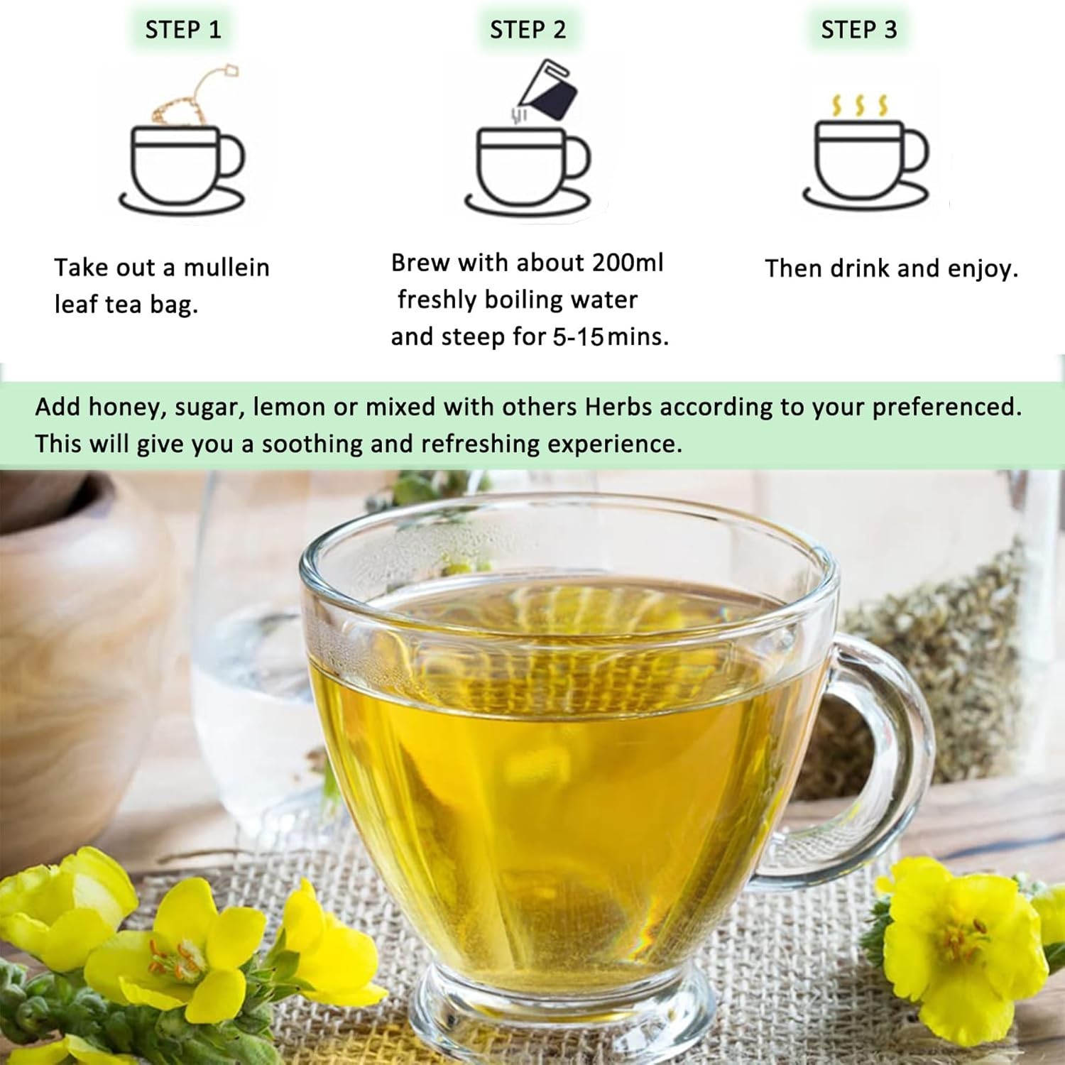 Caffeine-Free Organic Mullein Tea – 20 Count for Respiratory Health & Wellness