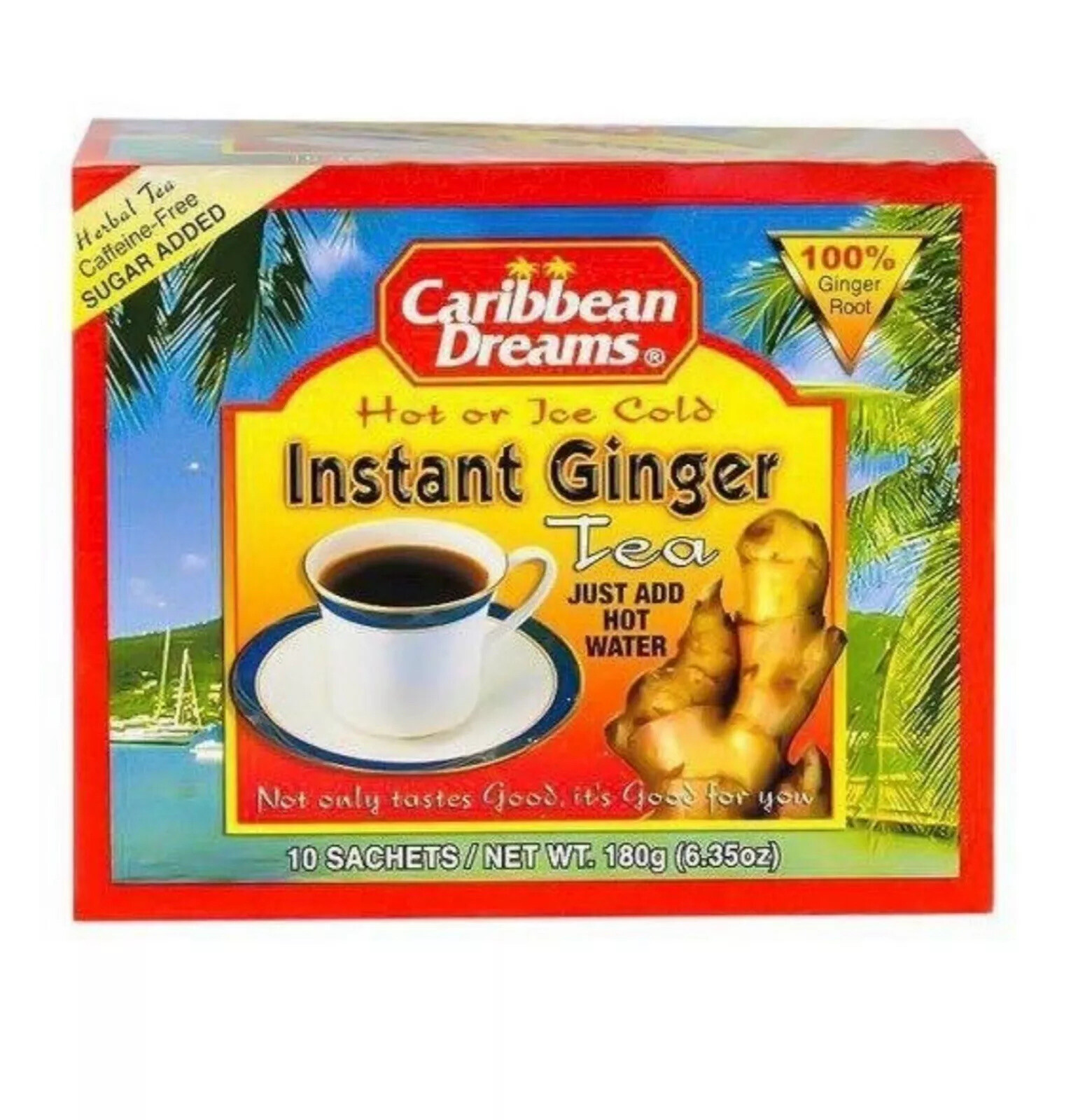Caribbean Dreams Instant Ginger Tea Pre-sweetened 10 Sachets 6.35 Oz (Pack Of 3)