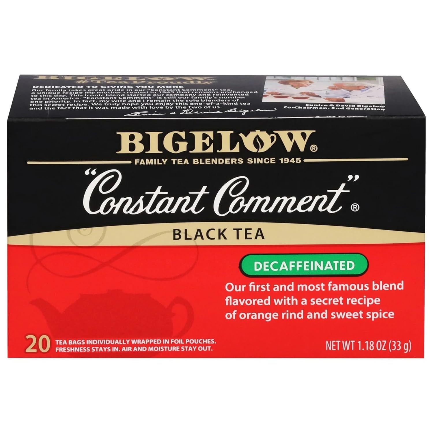 Organic Bigelow Constant Comment Decaffeinated Tea, 40 Teabags – Mildly Sweet