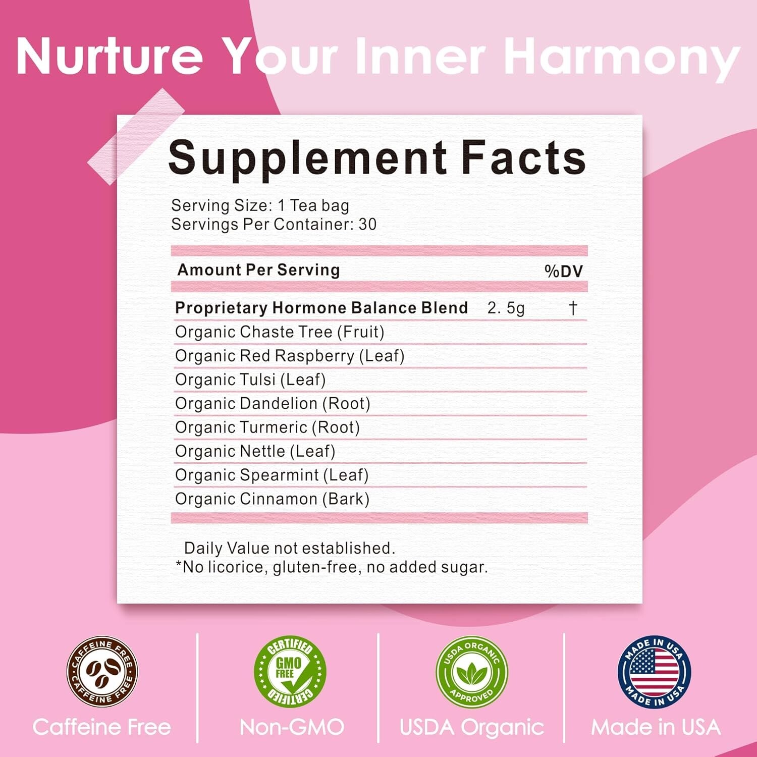 UBEEKOO Hormone Balance Tea for Women, Organic Herbal Tea with Red Raspberry Lea