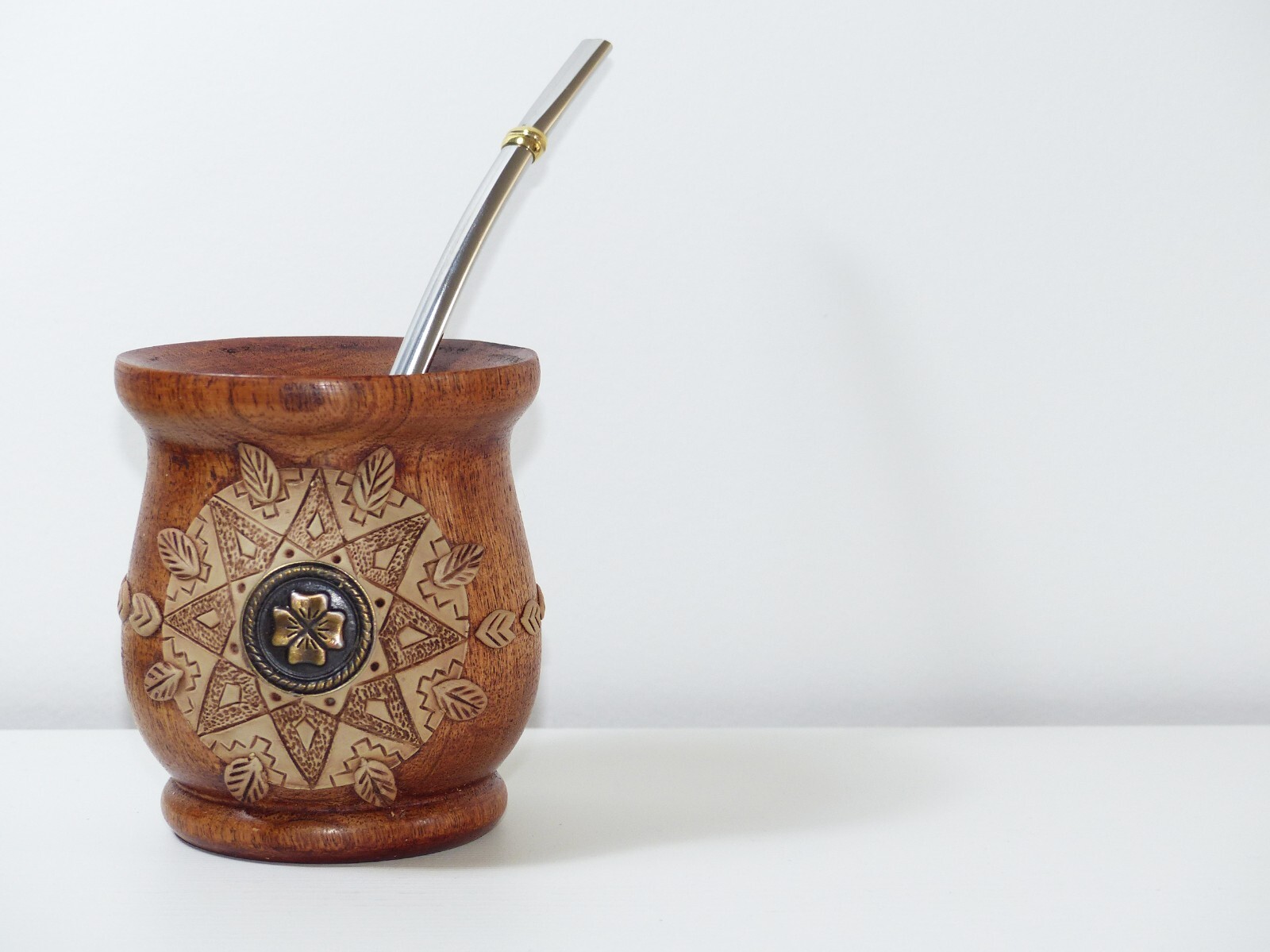 Wooden Algarrobo Mate Cup + Straw + Gift – Yerba Mate Tea – Handmade – Argentina