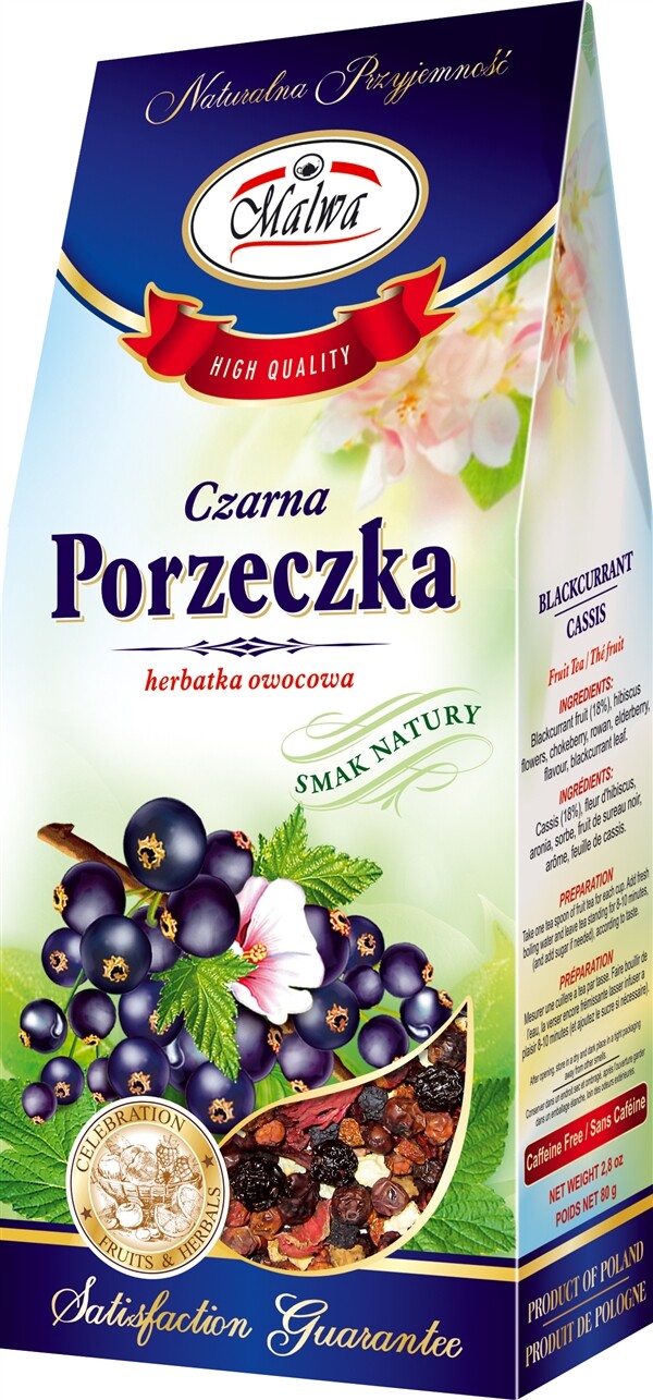 Malwa Porzeczka BLACKCURRANT Polish Fruit Tea Poland 1.7oz 50g Dried Fruit Coars