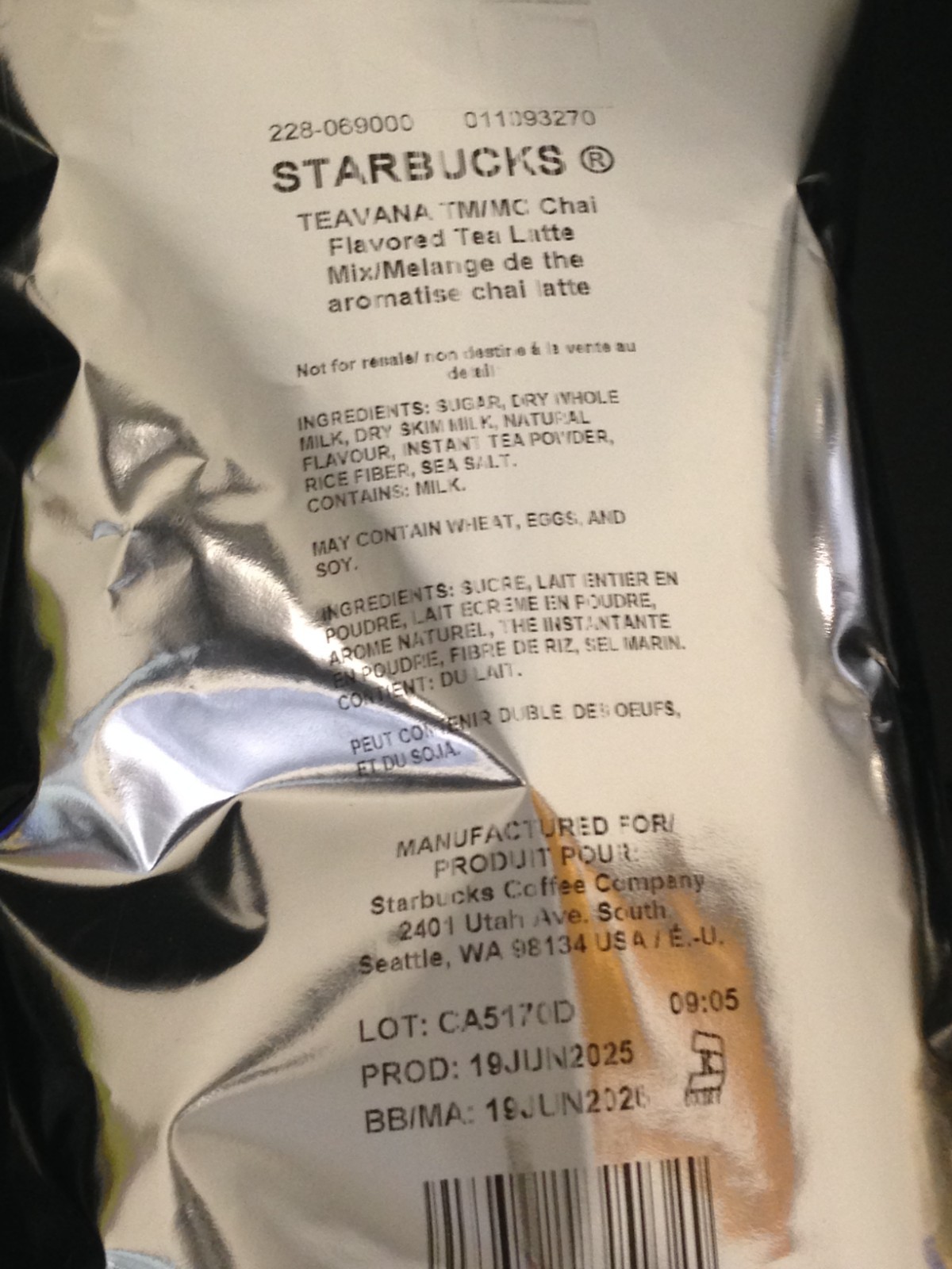 Starbucks Teavana Chai TN/NC Flavored Tea Latte Mix 2 Lb Bag each, 2 Bag – READ