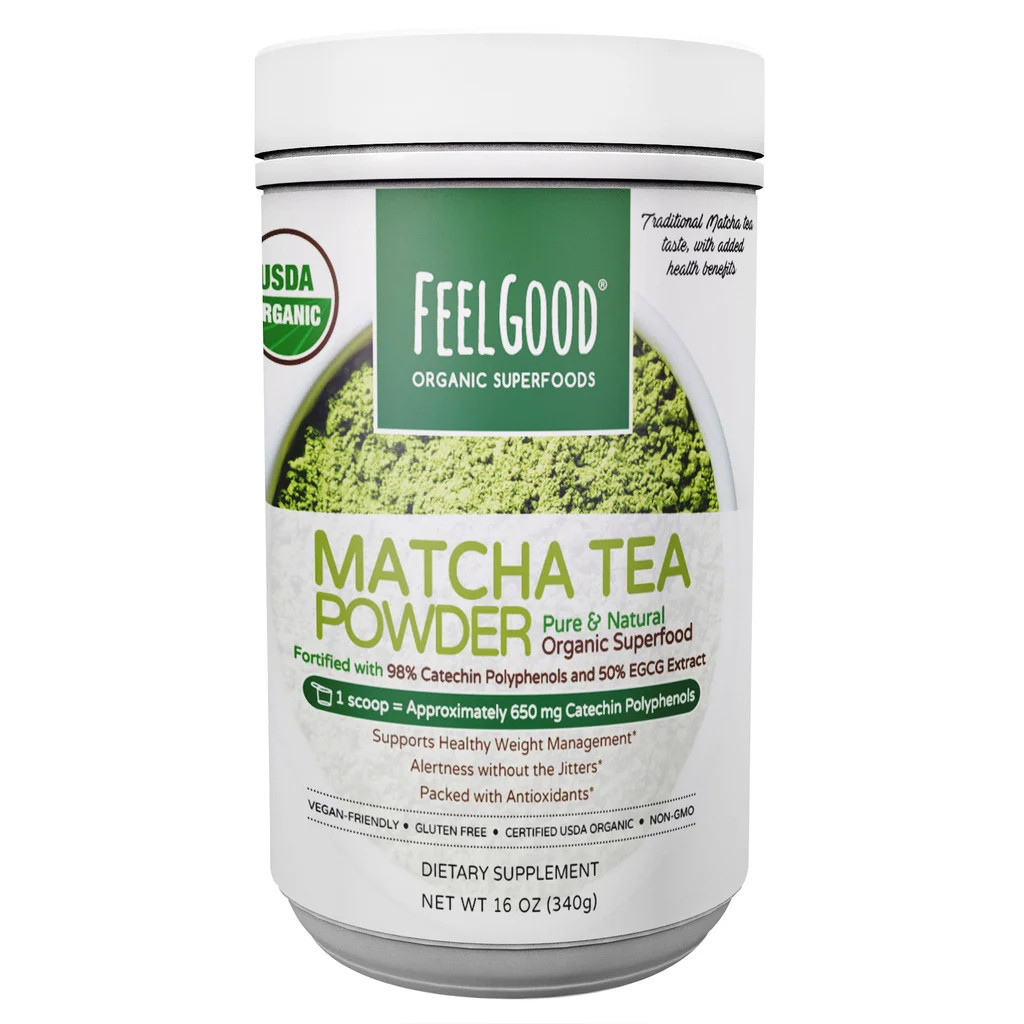 FEELGOOD Organic Matcha Powder 16oz USDA Organic Non-GMO Vegan 151 Servings