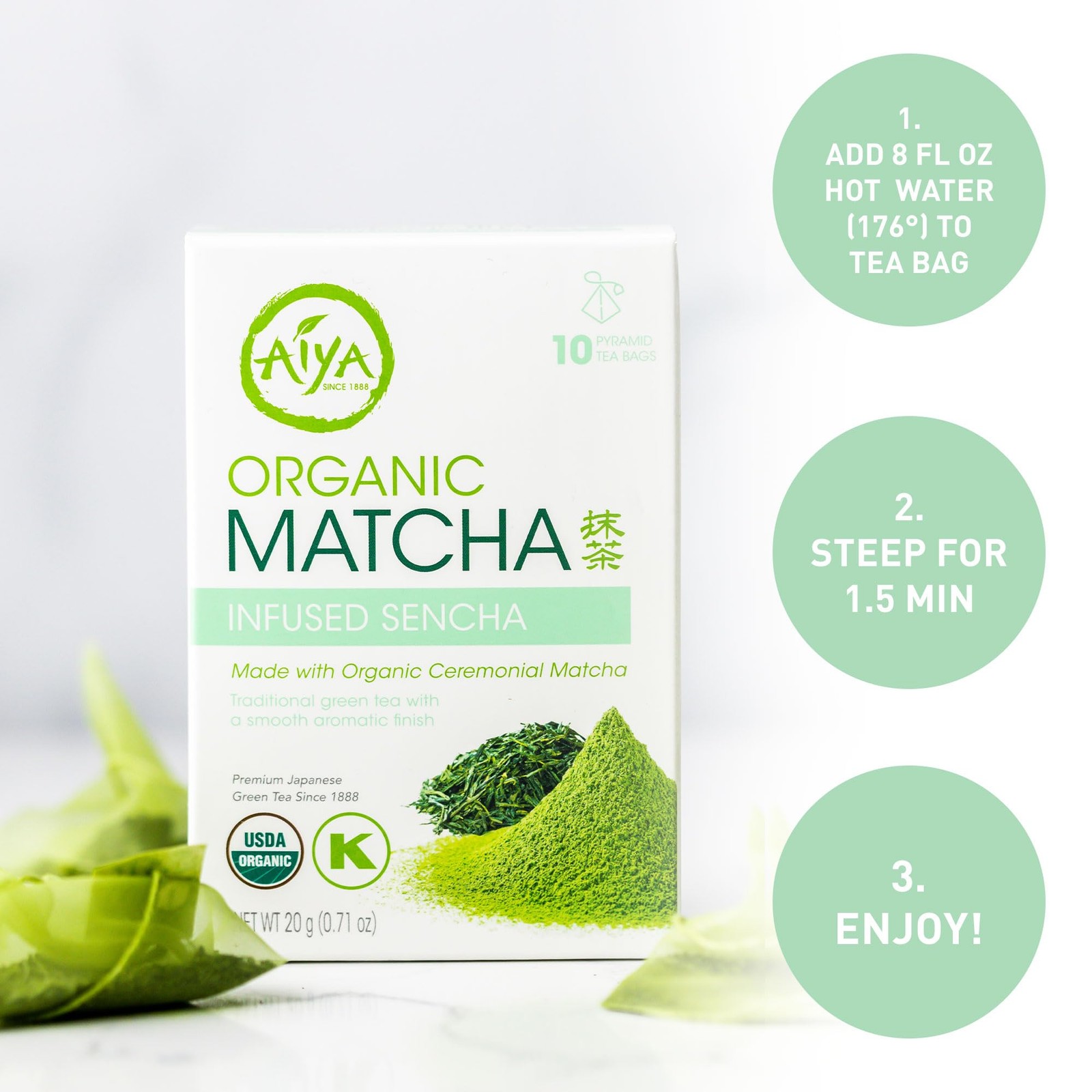 Aiya Organic Matcha Infused Sencha | Organic Ceremonial Matcha Green Tea, Org…