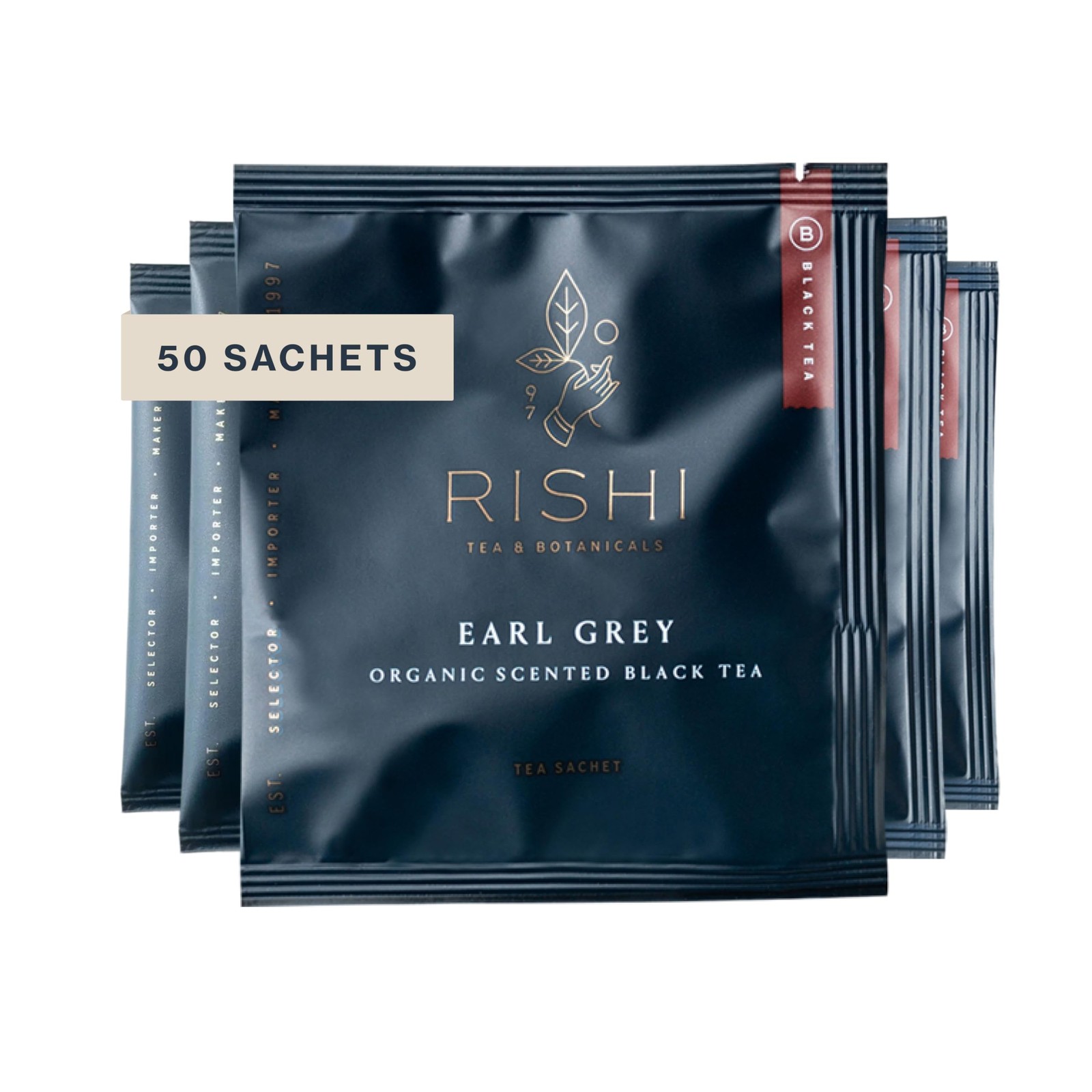 Rishi Tea Earl Grey – Organic Sachet Bags, Pure 50 Count (Pack of 1)