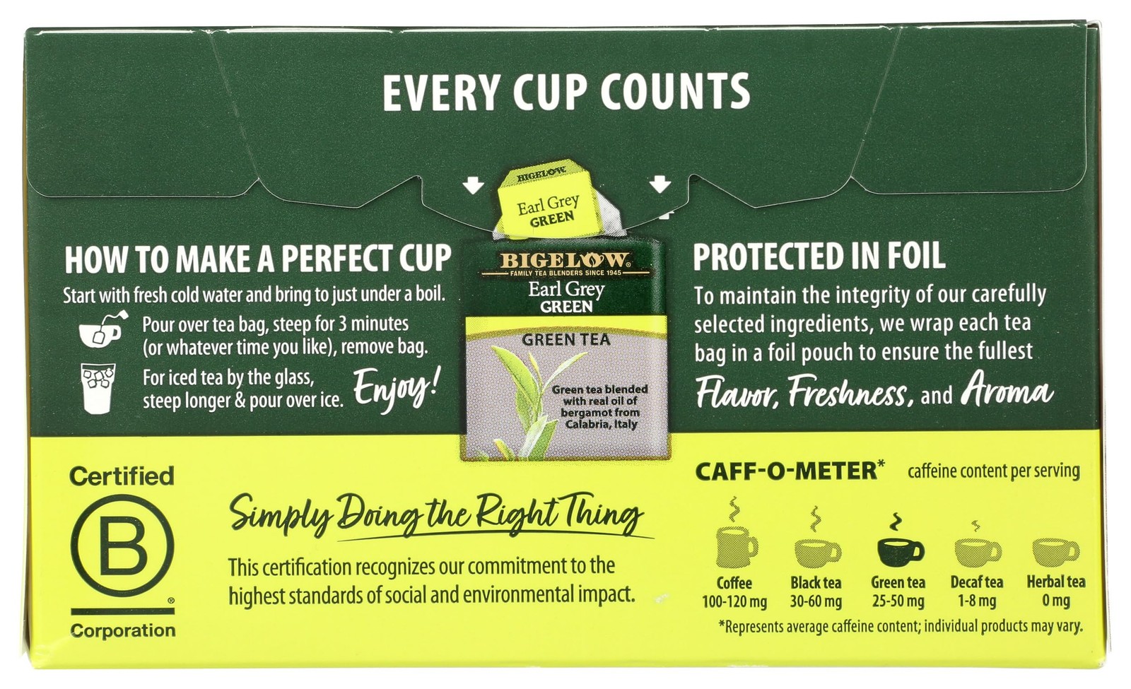 Bigelow Earl Grey Green Tea Bags – 20 ct