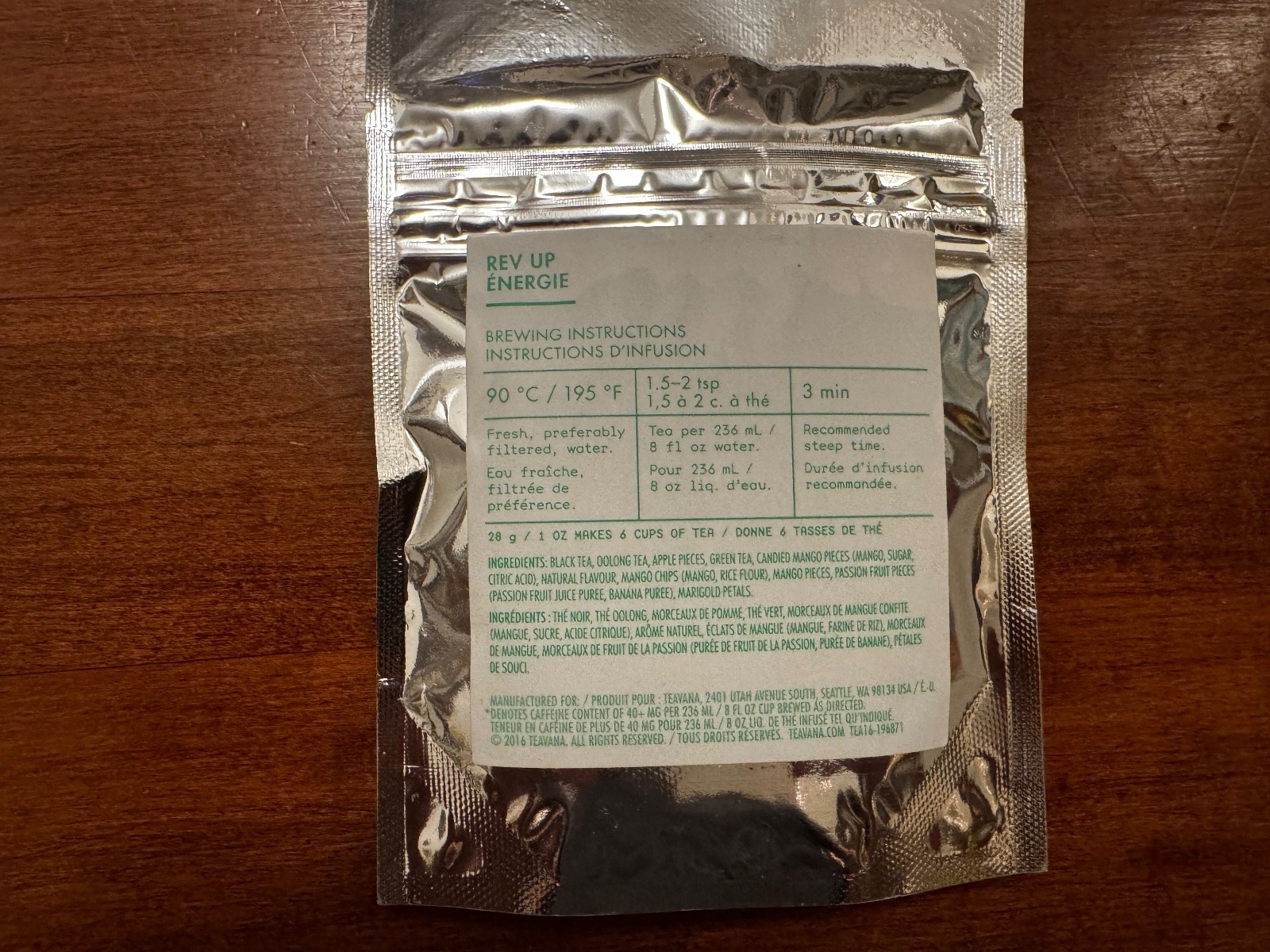 Teavana Tea, Discontinued Loose Leaf, New, Rare! 3 one ounce silver unopened bag