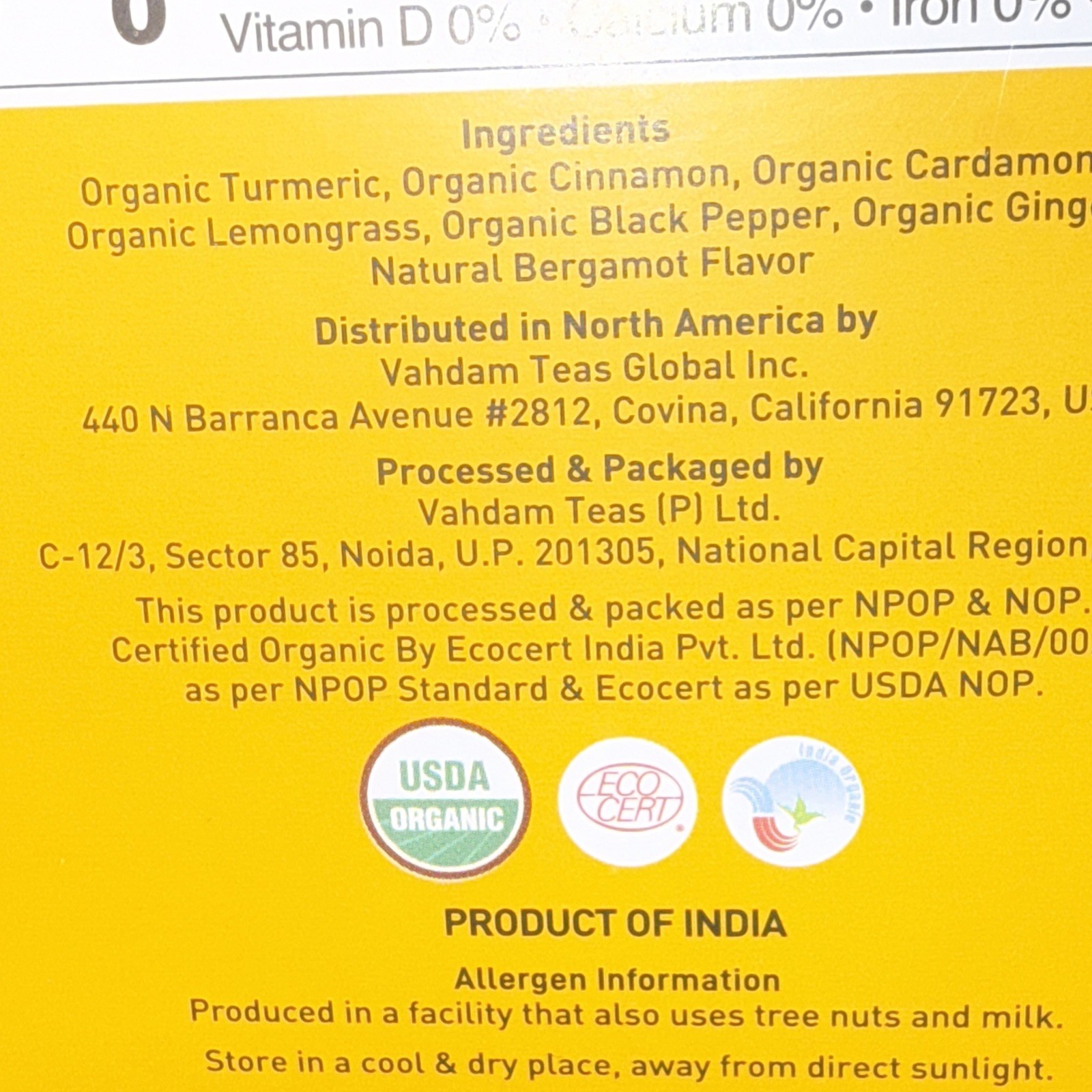 VAHDAM 🇮🇳TURMERIC SPICED🫖 ORGANIC Caffeine Free Tea 75 Infusion Bags-04/2027