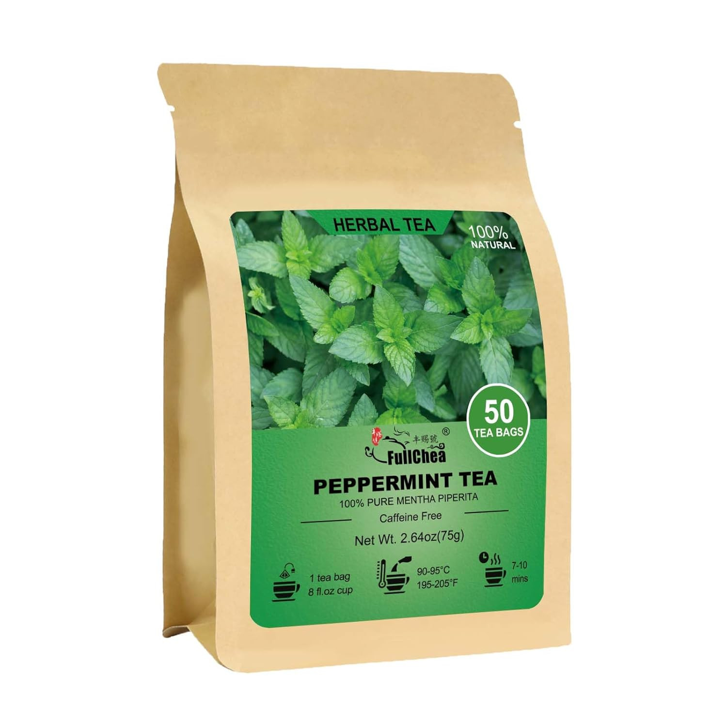 – Peppermint Tea Bags, 50 Teabags – Premium Peppermint Leaves – Refreshing & Min