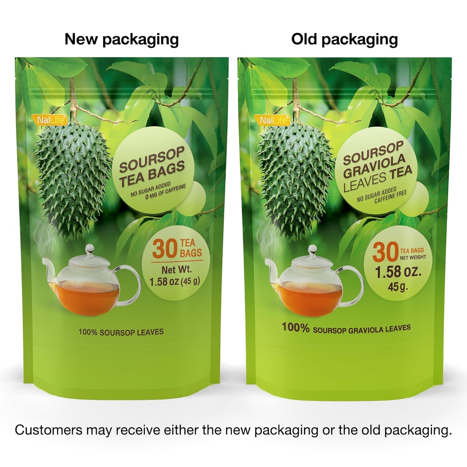 NalLife Soursop Tea Bags 30 Count Tea from 100% Soursop Leaves Caffeine Free No
