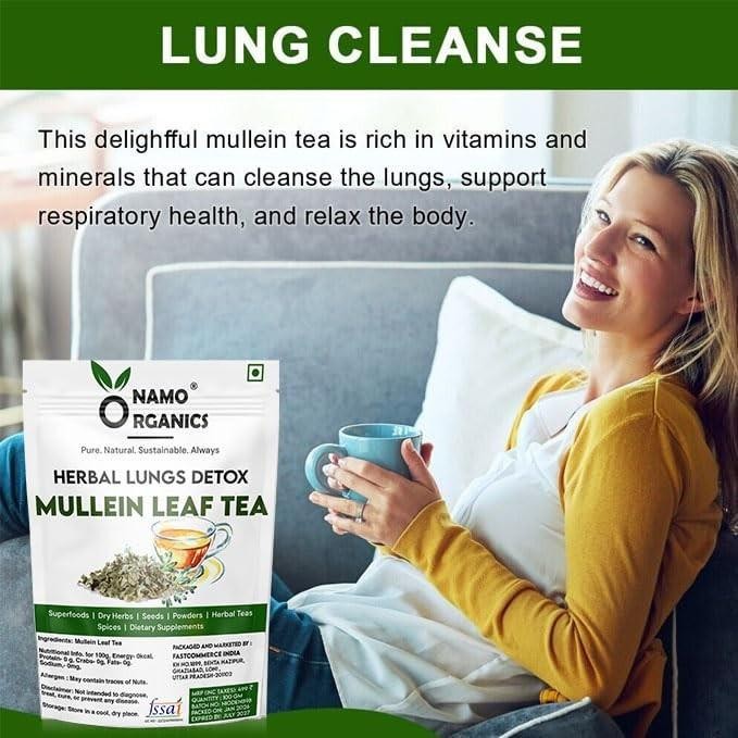 Namo Organics Mullein Tea For Lungs Detox 100gm Antioxidant Rich Immunity