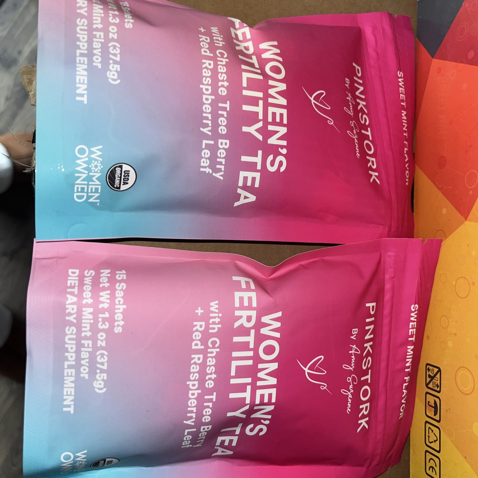 2 Pink Stork Organic Women Fertility Tea Sweet Mint Dietary Supplement Raspberry