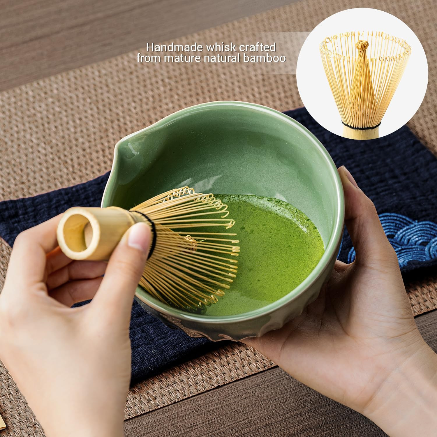 Matcha Whisk Set, Matcha Kit Includes Ceramic Matcha Bowl, 7 Pcs Matcha Tea Gree