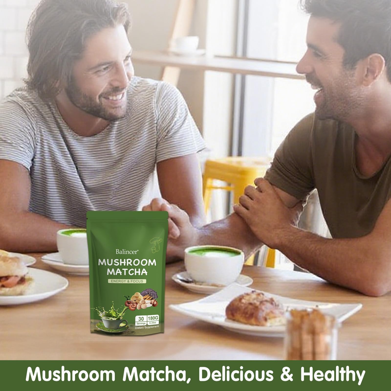 Mushroom Matcha, 6 Adaptogenic Mushrooms (Lion’s Mane, Cordyceps, Turkey Tail…